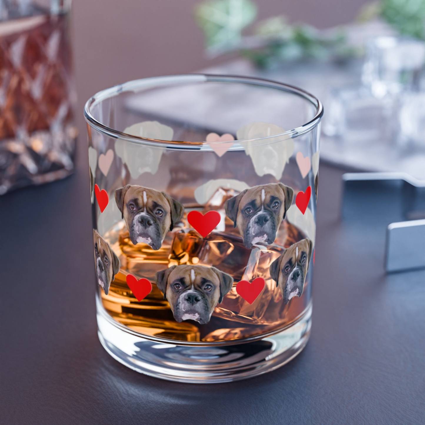 Custom Dog Whiskey Glass, Pet Portrait on Rock Glass