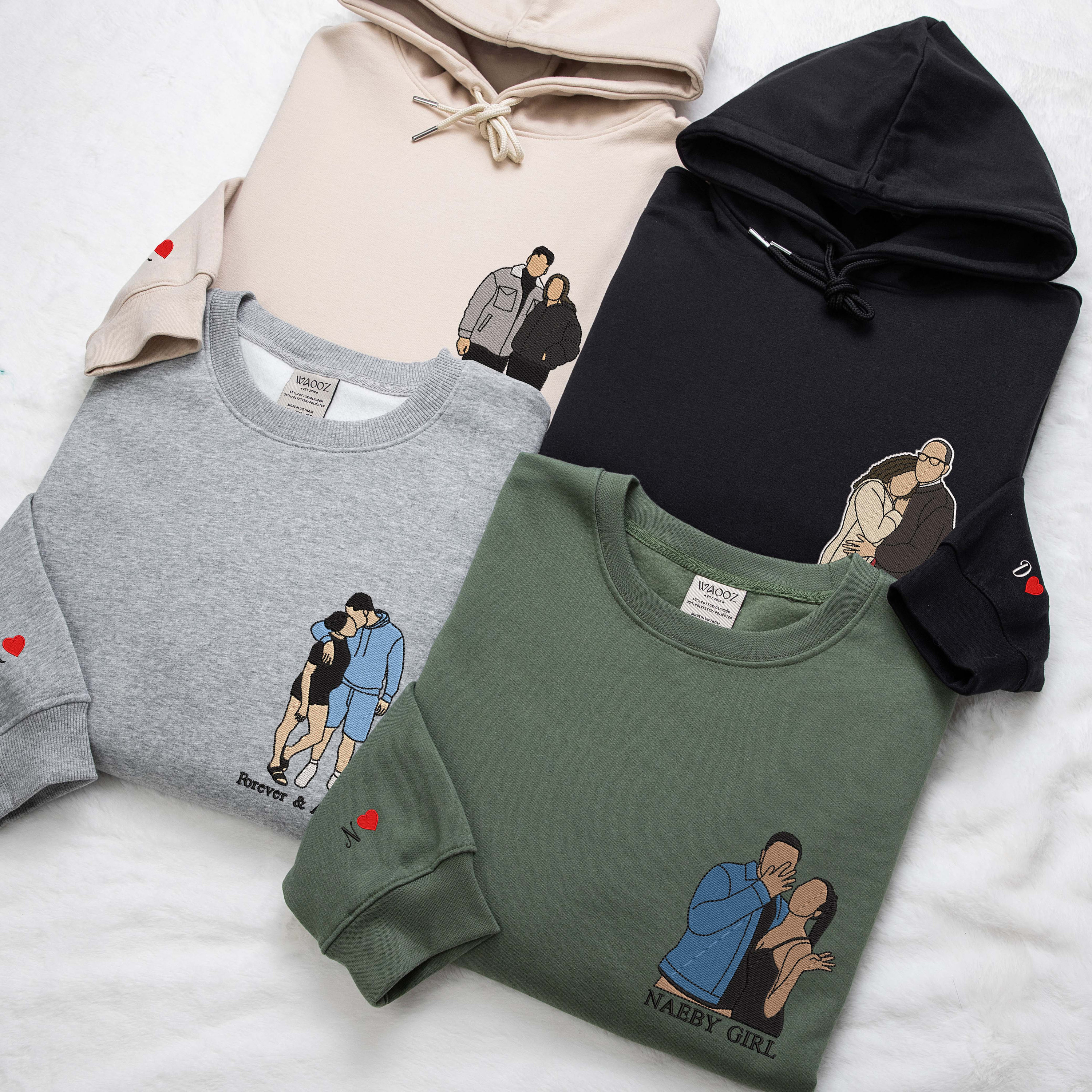 Custom Embroidered Portrait Sweatshirt from Photo, Custom Portrait Sweatshirt, Couple Portraits, Portrait from Photo, Wedding Gift, Engagement Gift