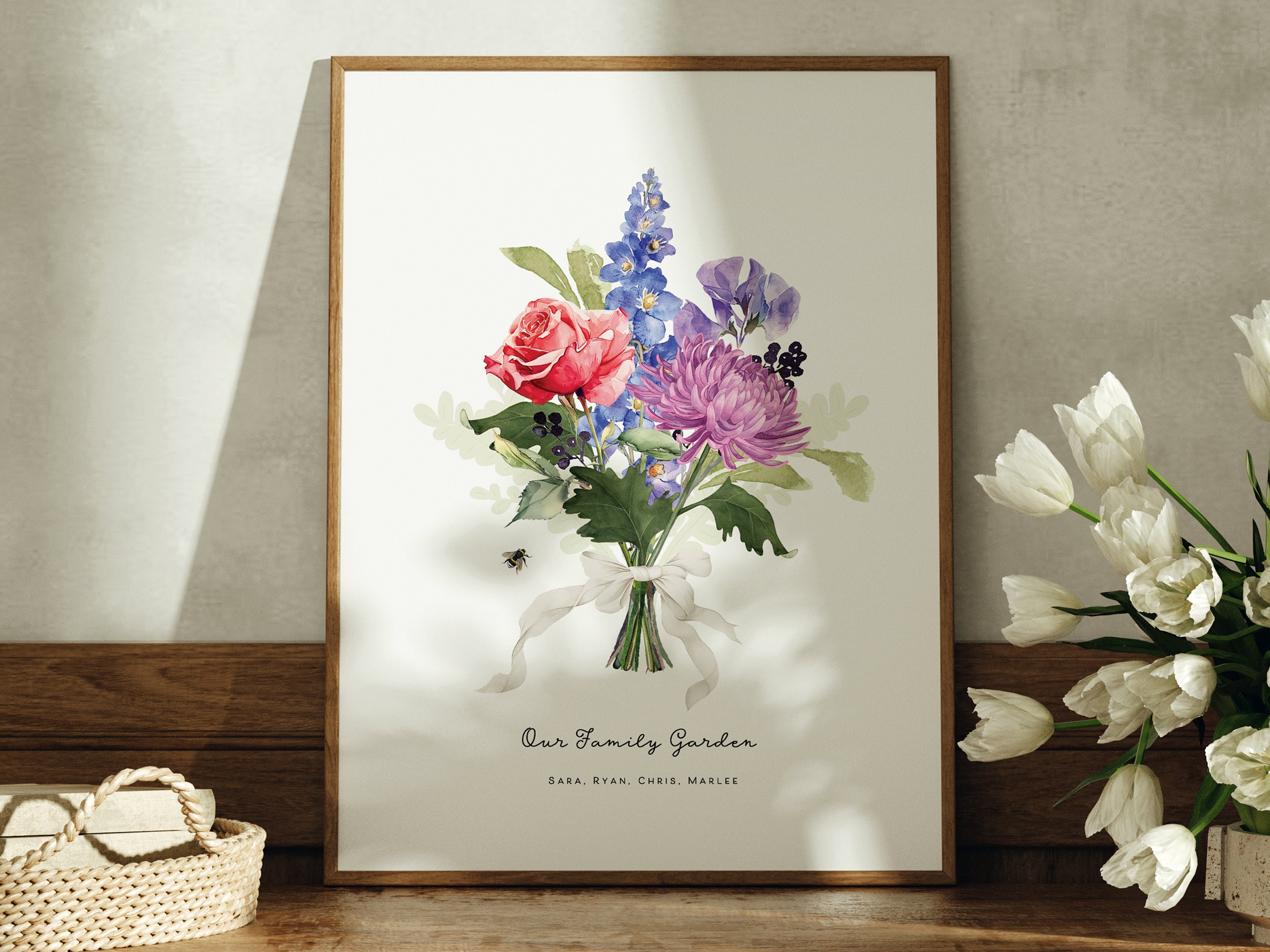 Custom Grandma Garden Birth Flower Bouquet Birth Month Art Print 