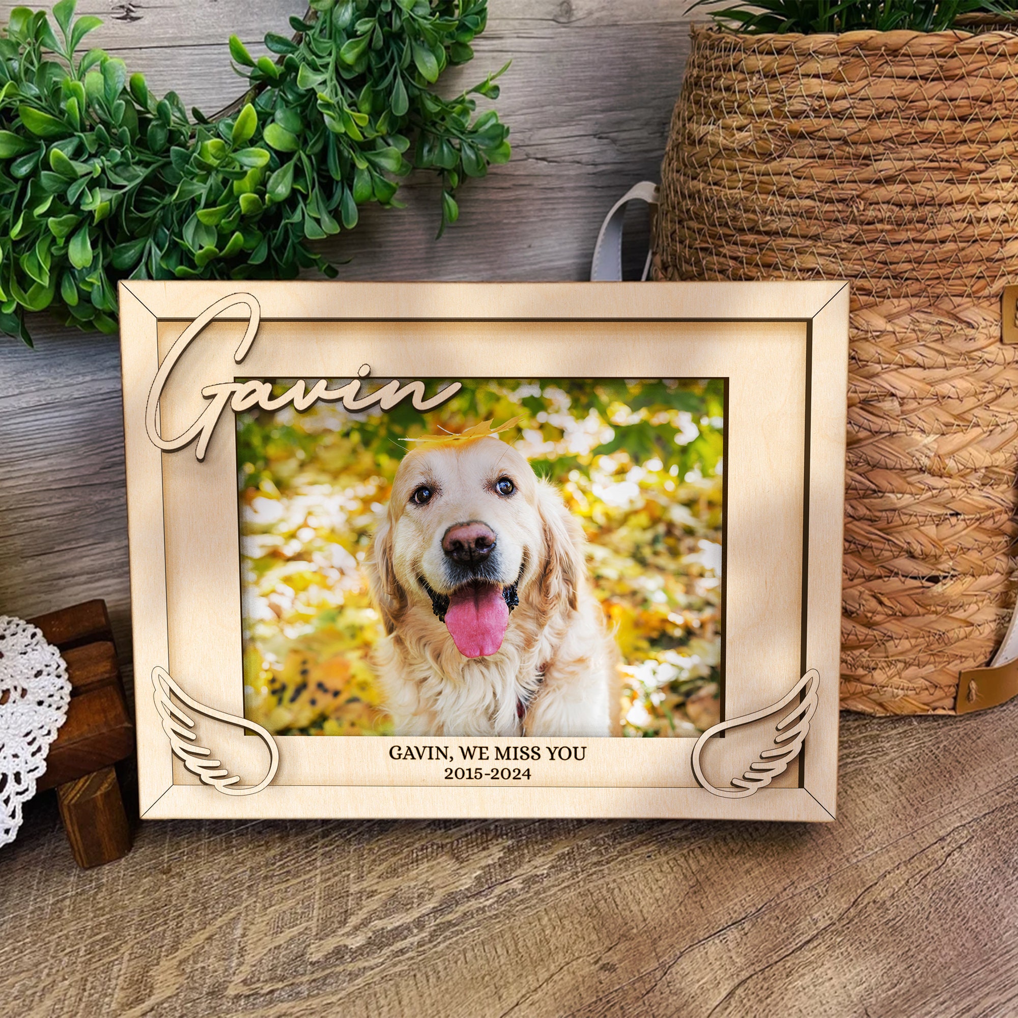 Personalized Pet Memorial Gift Photo Frame, Cat Memorial Gift, Dog Memorial Wood Frame, Dog Memorial Gifts, Pet Lover Sympathy Gift