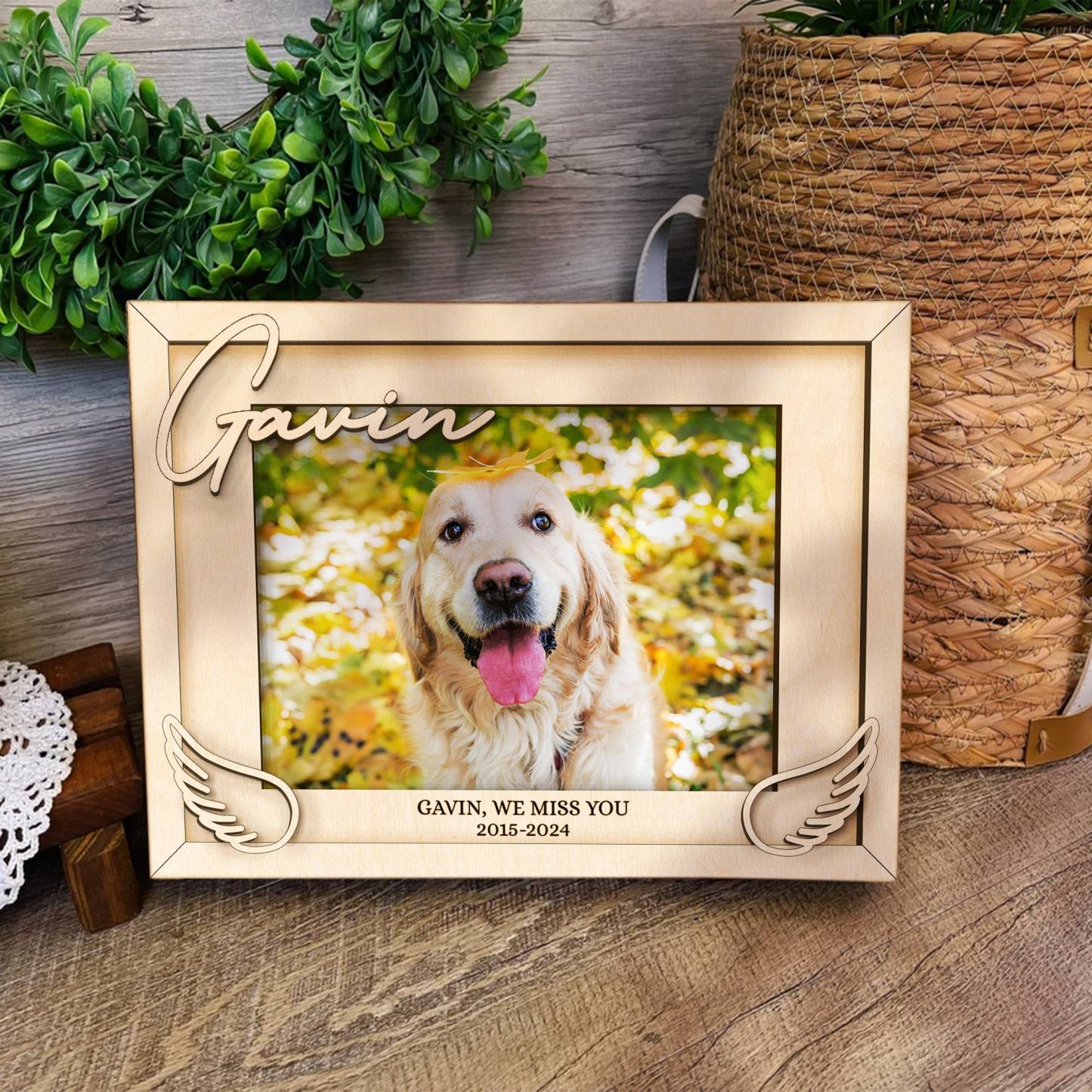 Personalized Pet Memorial Gift Photo Frame, Cat Memorial Gift, Dog Memorial Wood Frame, Dog Memorial Gifts, Pet Lover Sympathy Gift