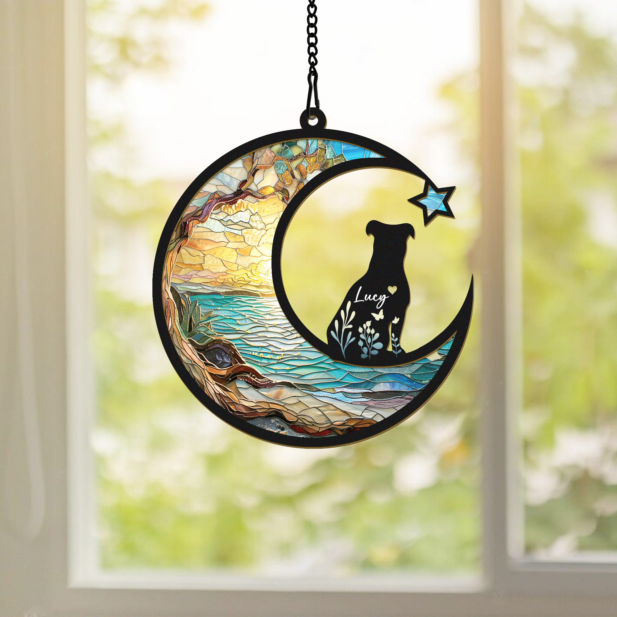 Custom Dog Suncatcher With Name And Date