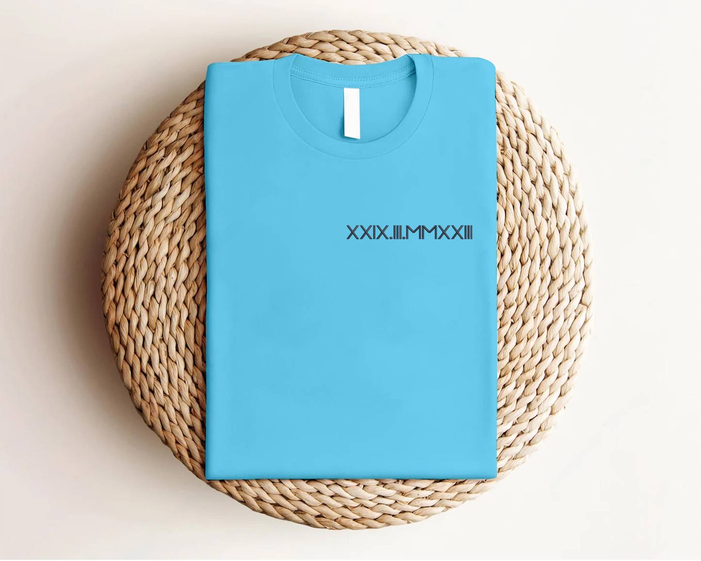 Embroidered Roman Numeral T-Shirts, Personalised Initials Couple Matching Shirt, Custom Wedding Date Tees, Memorial Anniversary Gift for Him