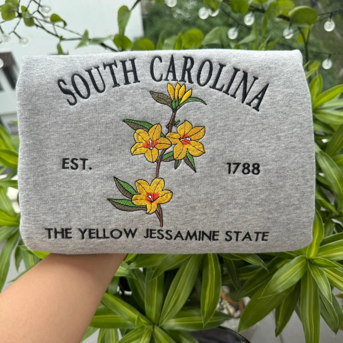 CUSTOM EMBROIDERED SOUTH CAROLINA FLOWER SWEATSHIRT