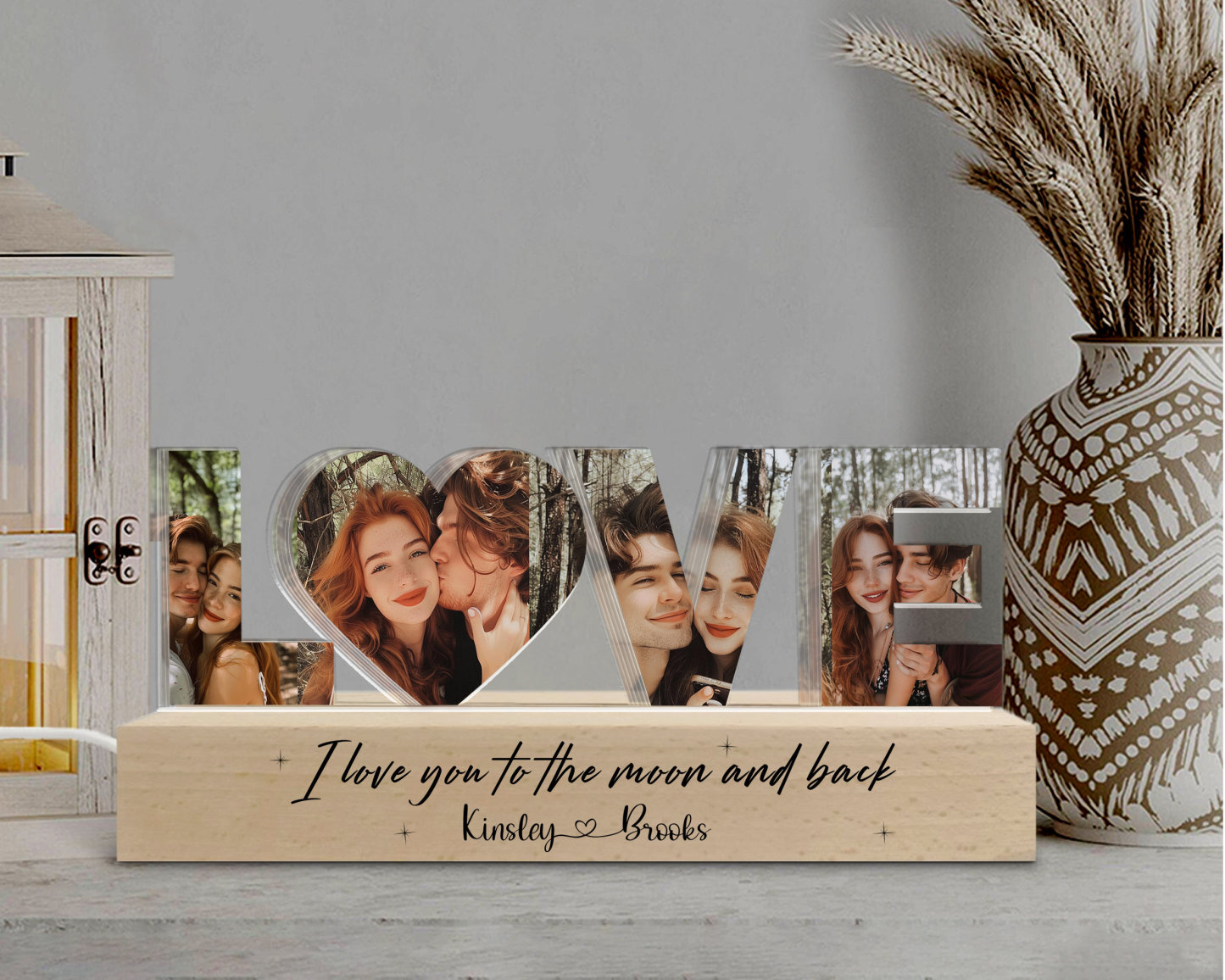 Personalized Couple Photo Collage LOVE Night Light