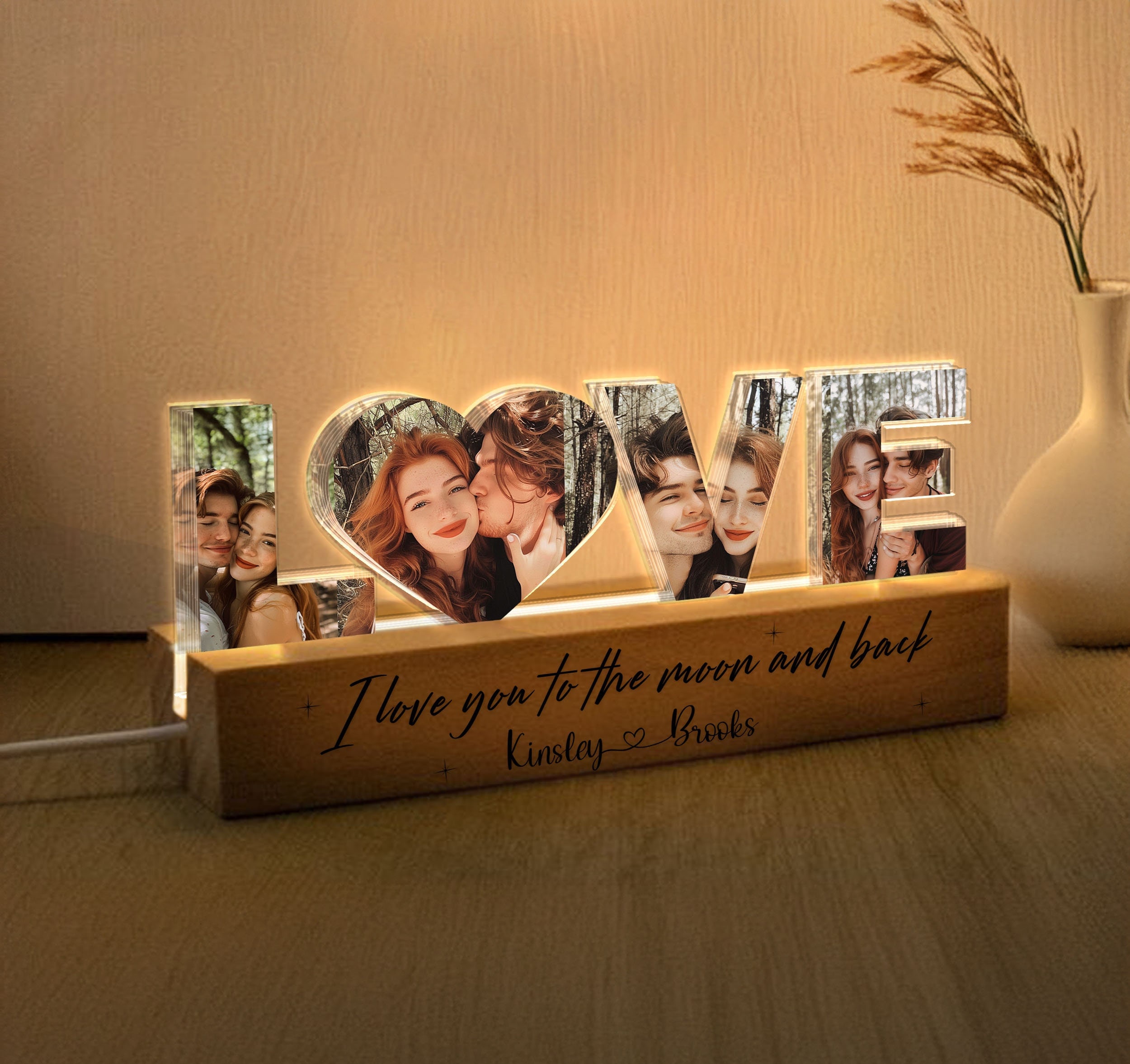 Personalized Couple Photo Collage LOVE Night Light