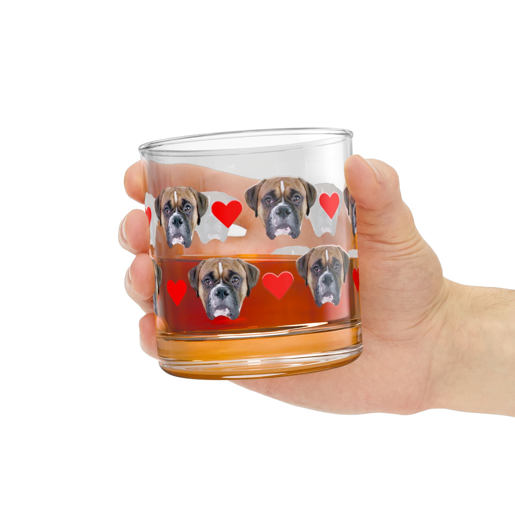 Custom Dog Whiskey Glass, Pet Portrait on Rock Glass
