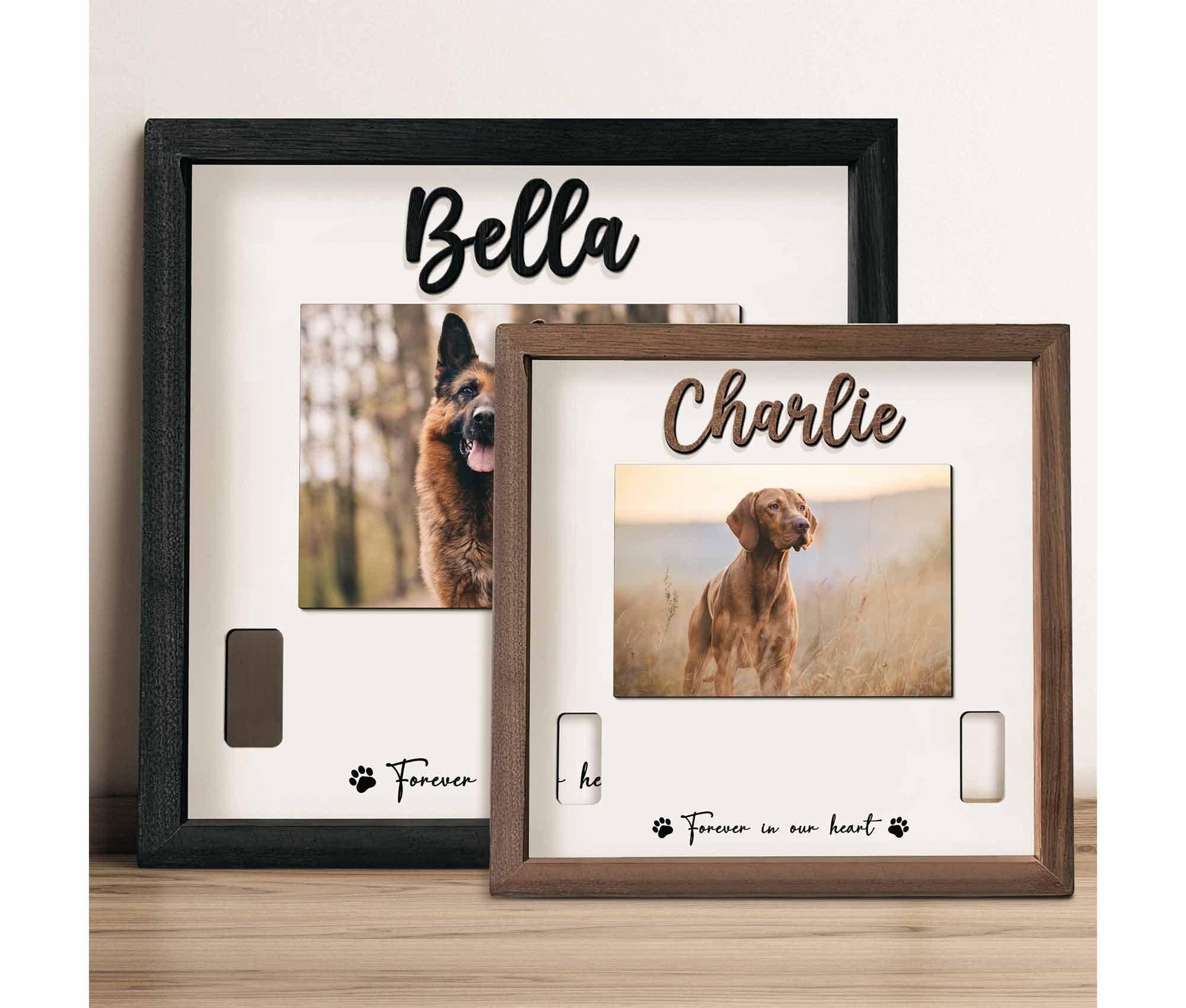 Custom Memorial Pet Collar Sign - Heartfelt Dog & Cat Memorial Wood Frame with Collar Holder, Perfect Pet Loss Sympathy Gift
