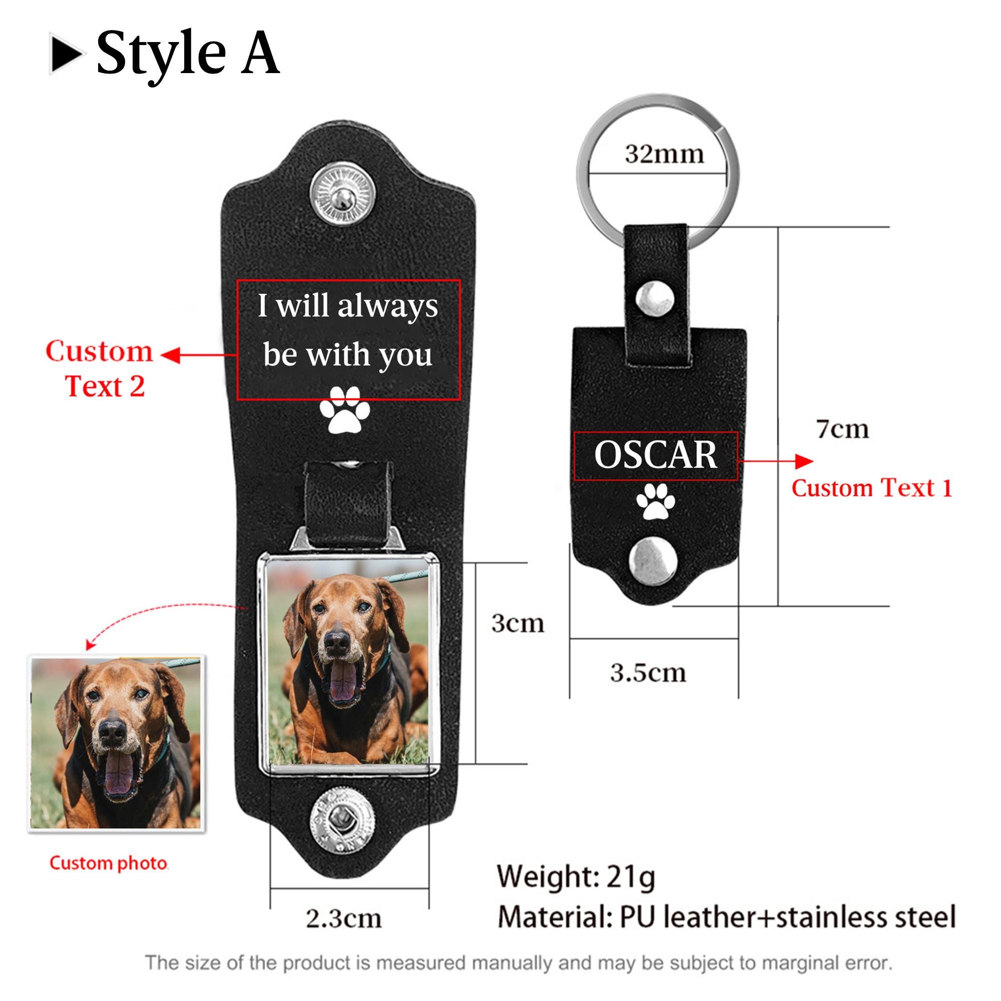 Pet Memorial Keychain, Pet Loss Gift, Pet Sympathy Gift, Custom Dog Picture Keychain,Pet Memorial Gift