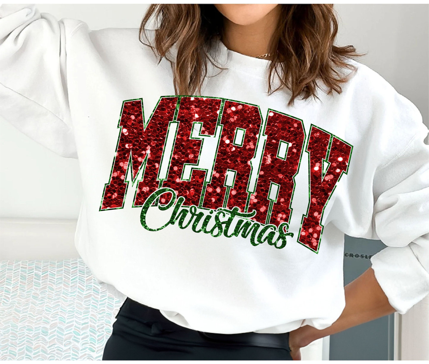 Customized Glitter Christmas Sweatshirt