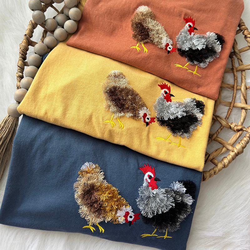 Fluffy Chicken T-Shirt, Embroidered Chicken Shirt, Chicken lover gifts, Gift for Chicken Lovers, Chicken Obsessed, Gifts, Chicken lovers