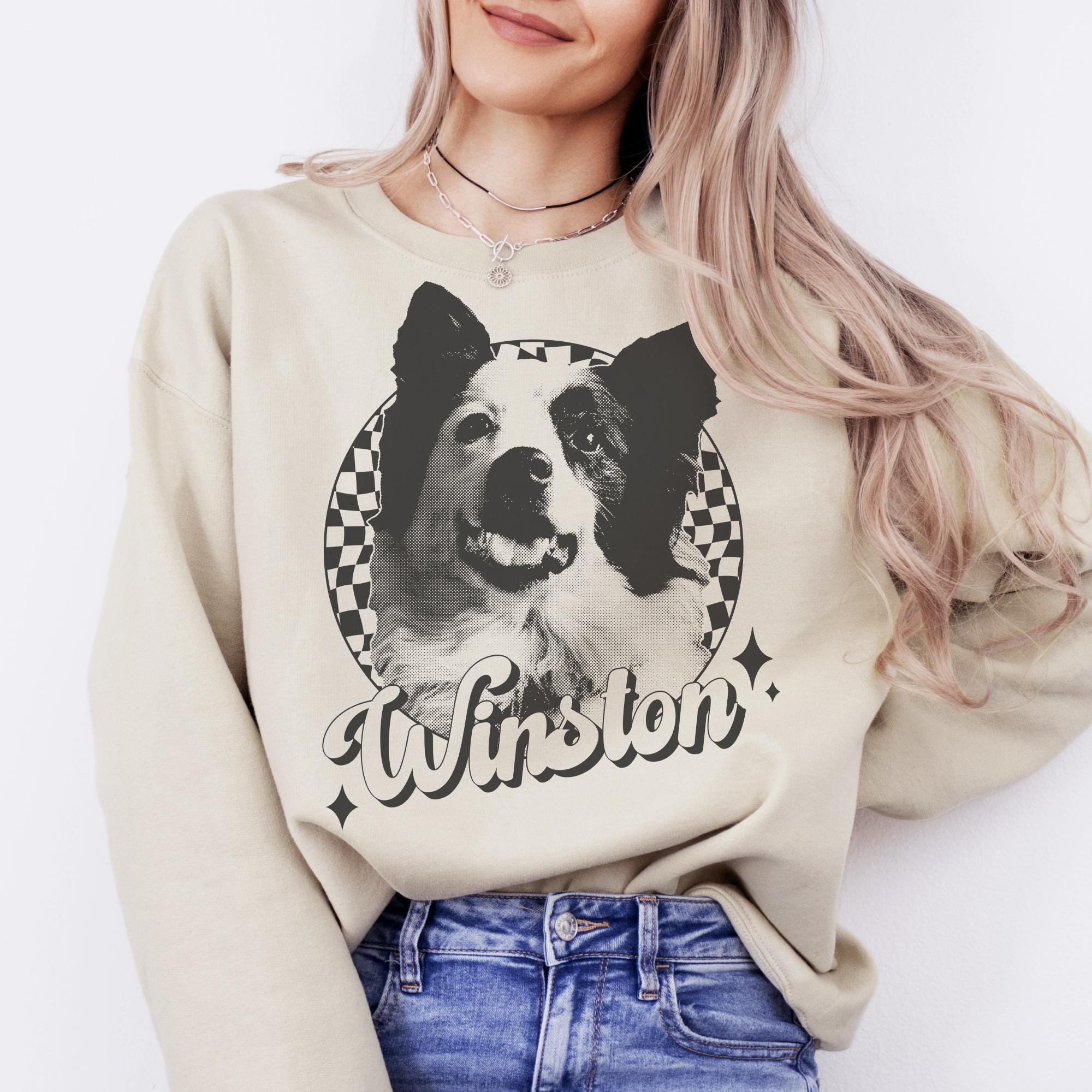 Personalized Vintage Pet Sweatshirt: Custom Pet Photo & Name for Pet Lovers