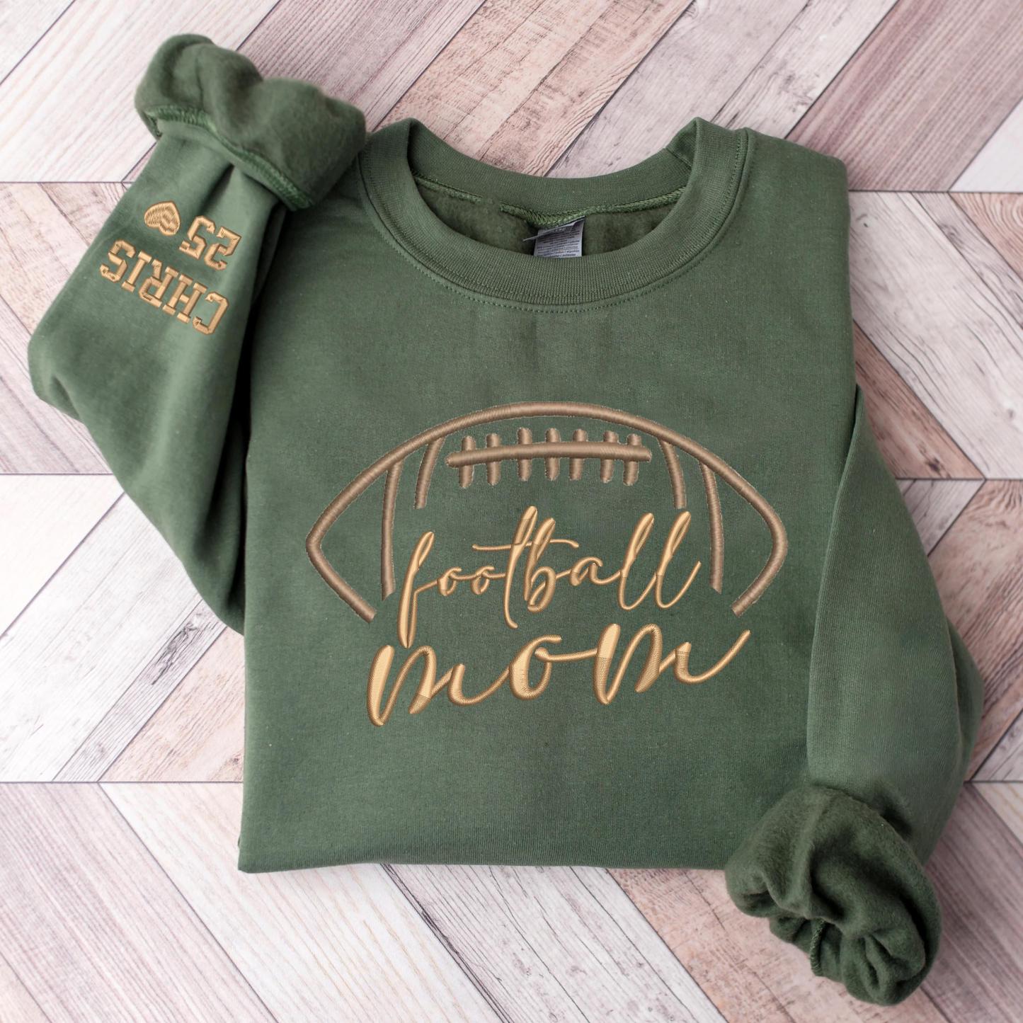 Custom Embroidered Football Mom Sweatshirt,Custom Football Mom Sweatshirt with Kid Name