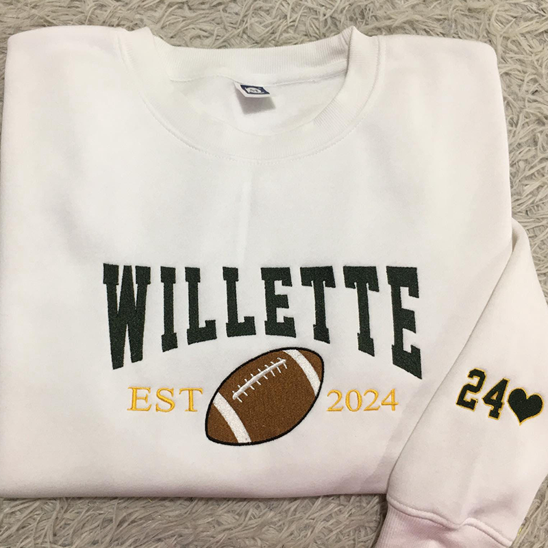 Embroidered Custom Team Football Sweatshirt, Custom number Football Embroidered Hoodie, EST Year