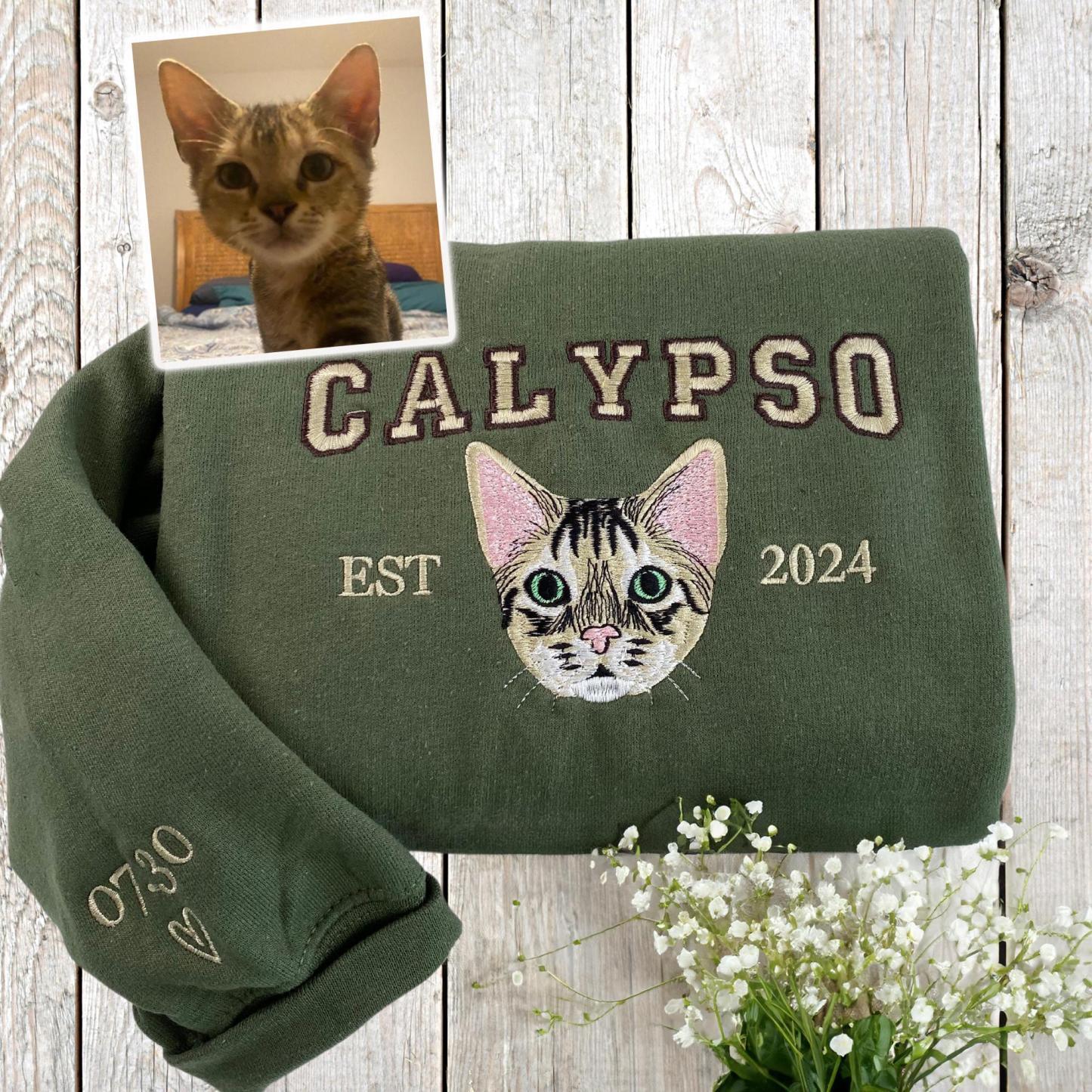 Custom Cat Face Hoodie – Personalized Pet Photo & Name Sweatshirt, Perfect Gift for Cat Mom