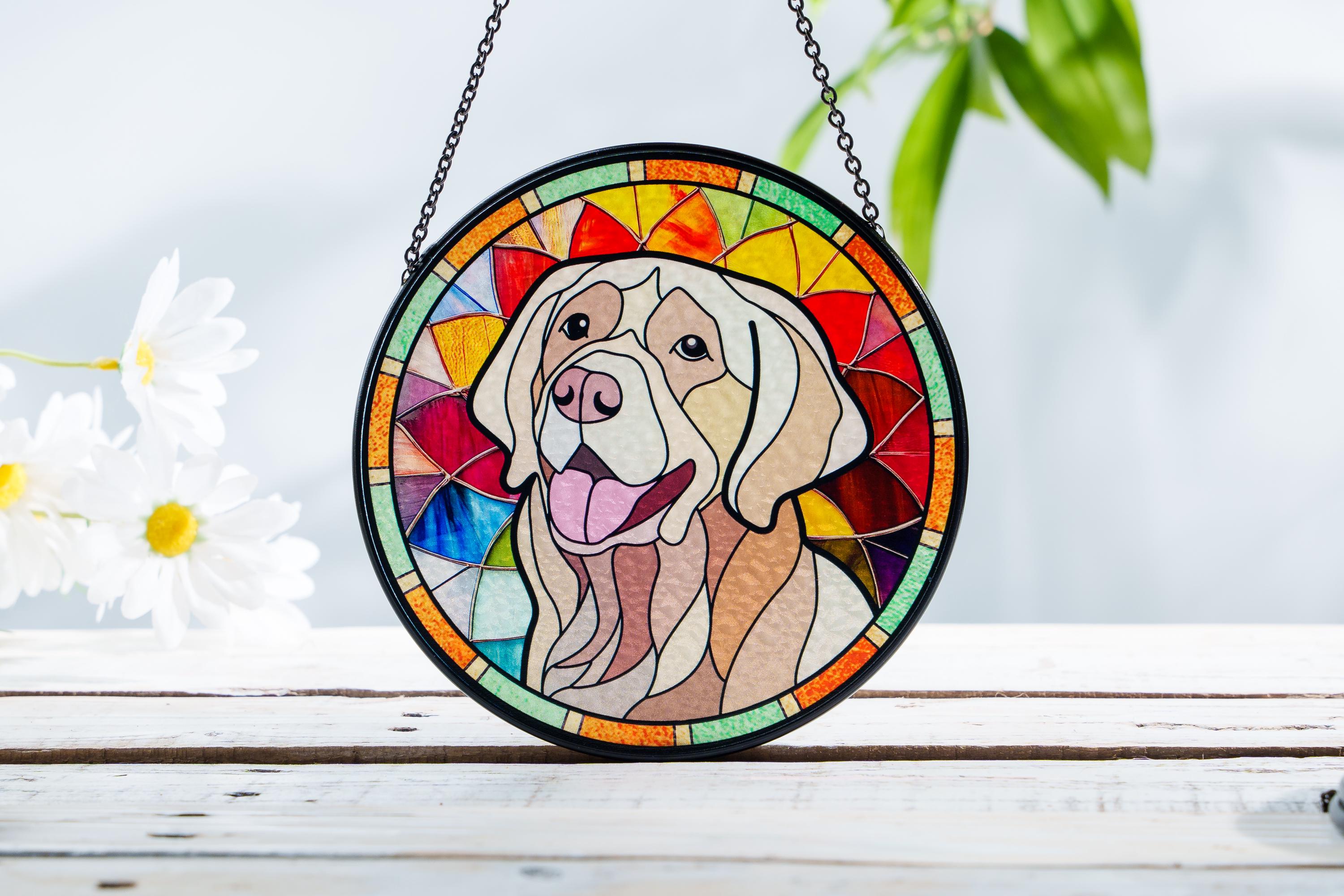 Personalized Pet Portrait Glass Suncatcher, Pet Memorial Gift, Dog Portrait From Photo Suncatcher, Loss Of Pet Gift, Pet Sympathy Gift