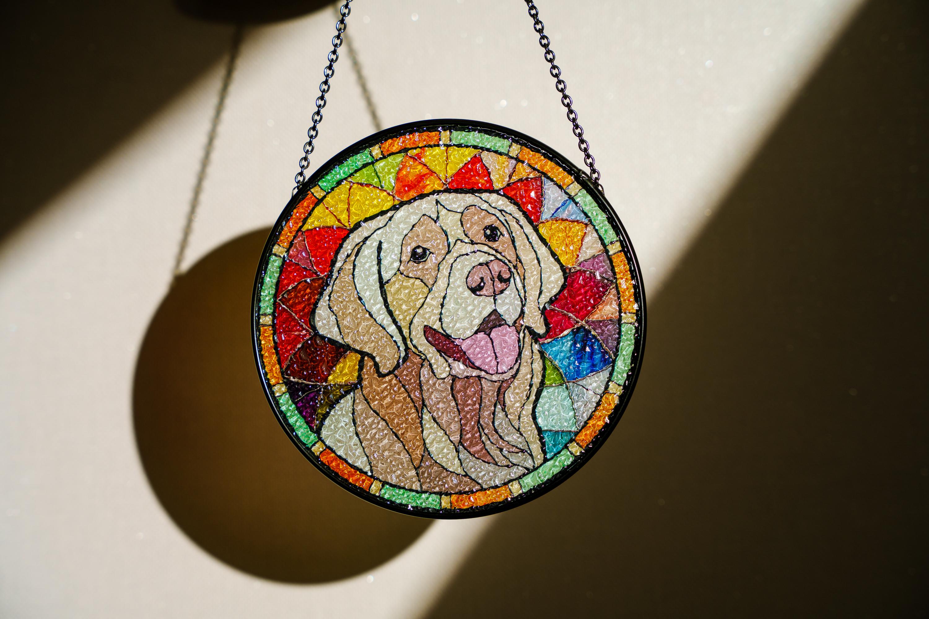 Personalized Pet Portrait Glass Suncatcher, Pet Memorial Gift, Dog Portrait From Photo Suncatcher, Loss Of Pet Gift, Pet Sympathy Gift