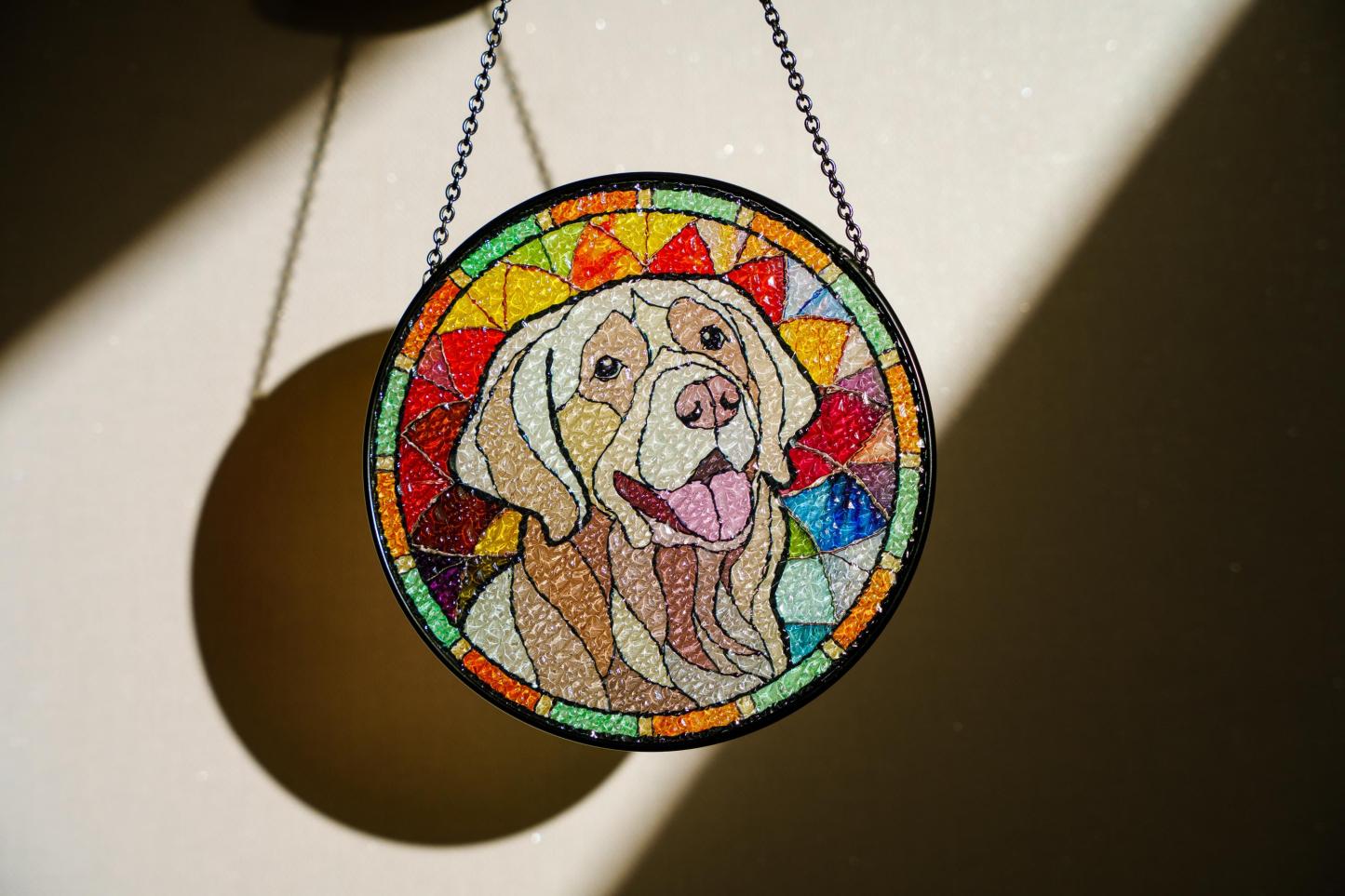 Personalized Pet Portrait Glass Suncatcher, Pet Memorial Gift, Dog Portrait From Photo Suncatcher, Loss Of Pet Gift, Pet Sympathy Gift
