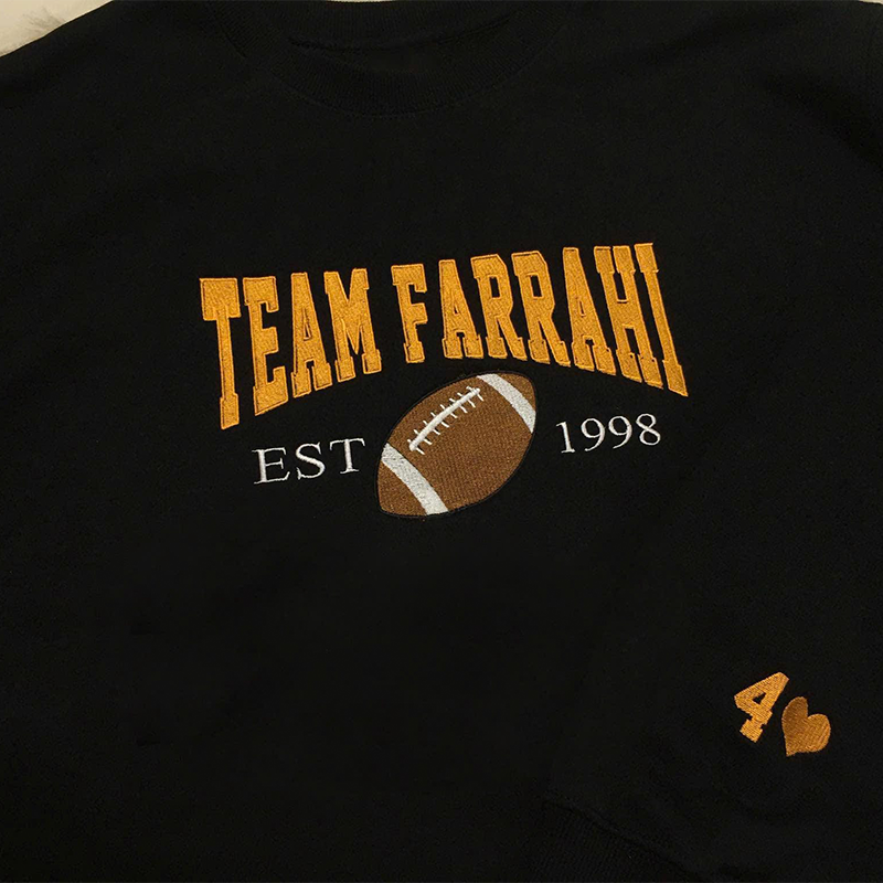 Embroidered Custom Team Football Sweatshirt, Custom number Football Embroidered Hoodie, EST Year
