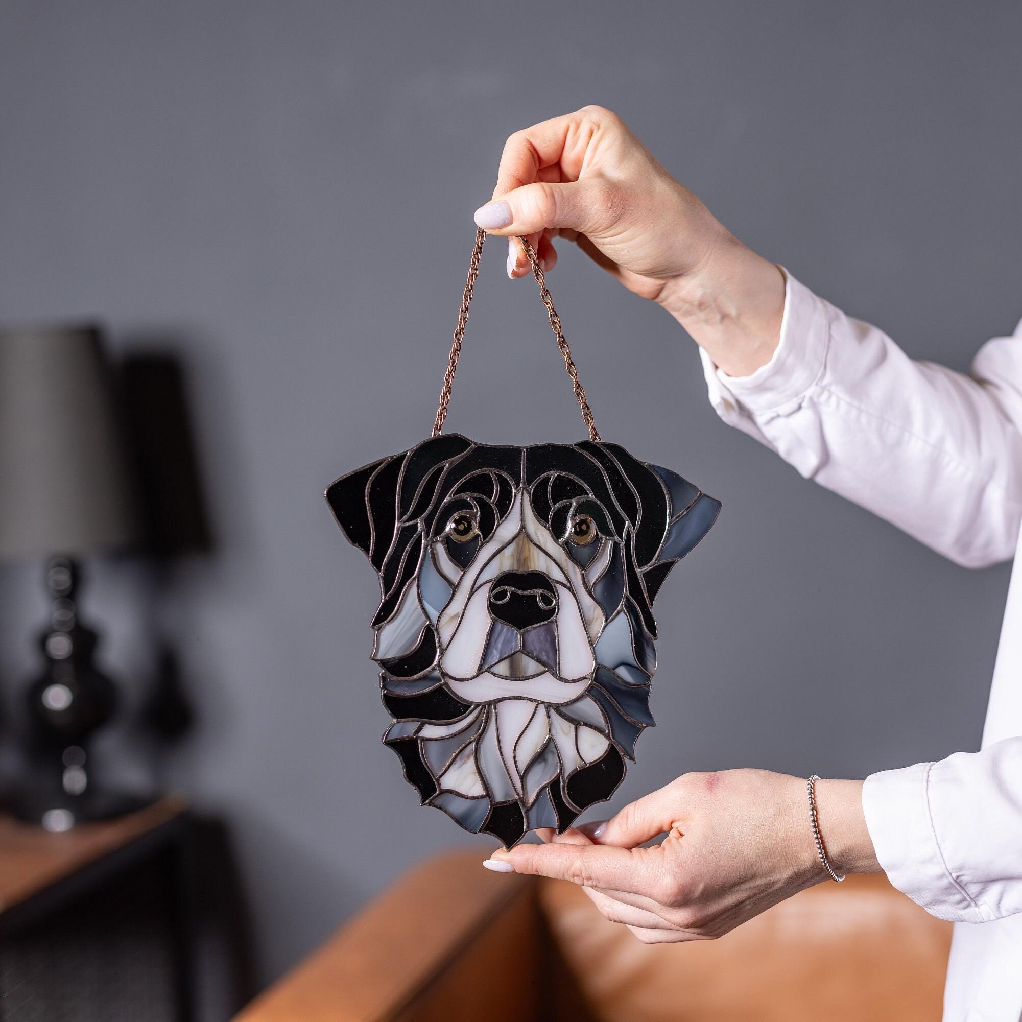 Custom Dog Portrait Stained Glass