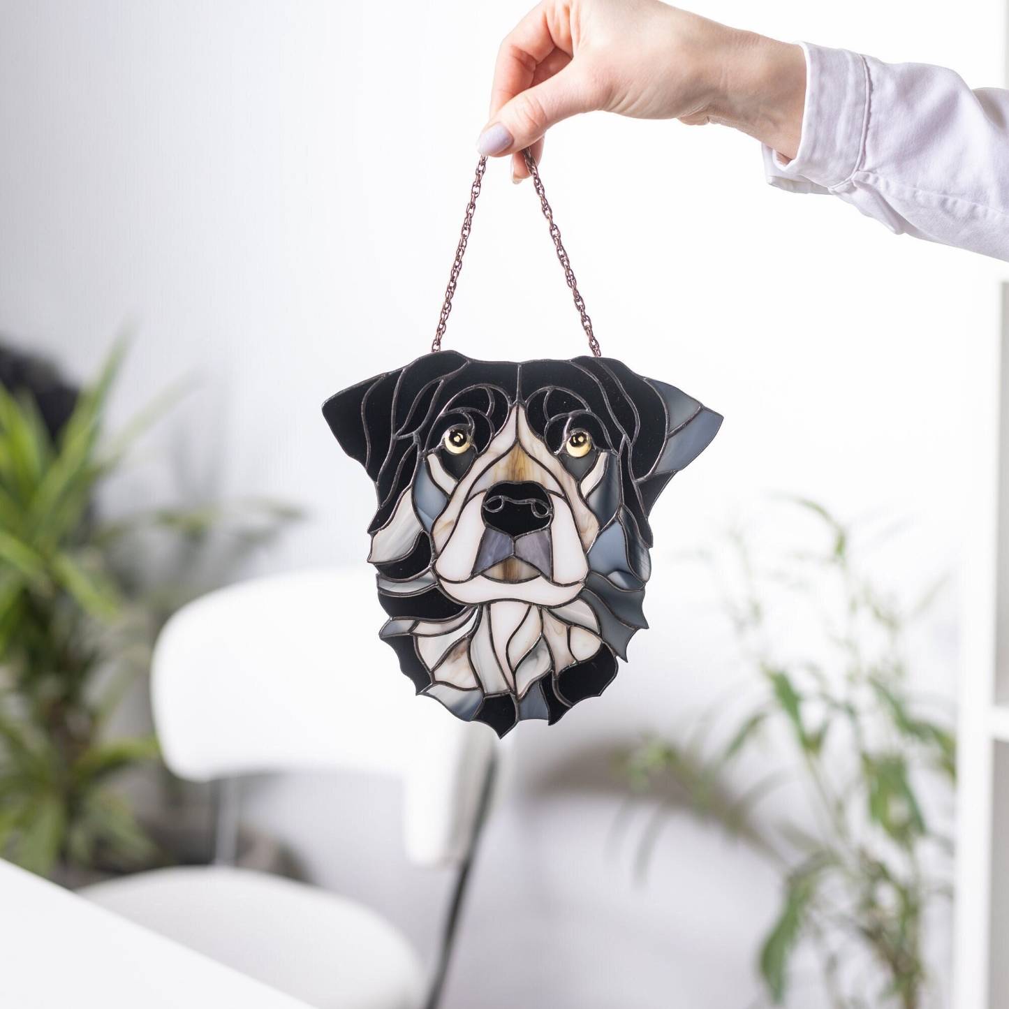 Custom Dog Portrait Stained Glass