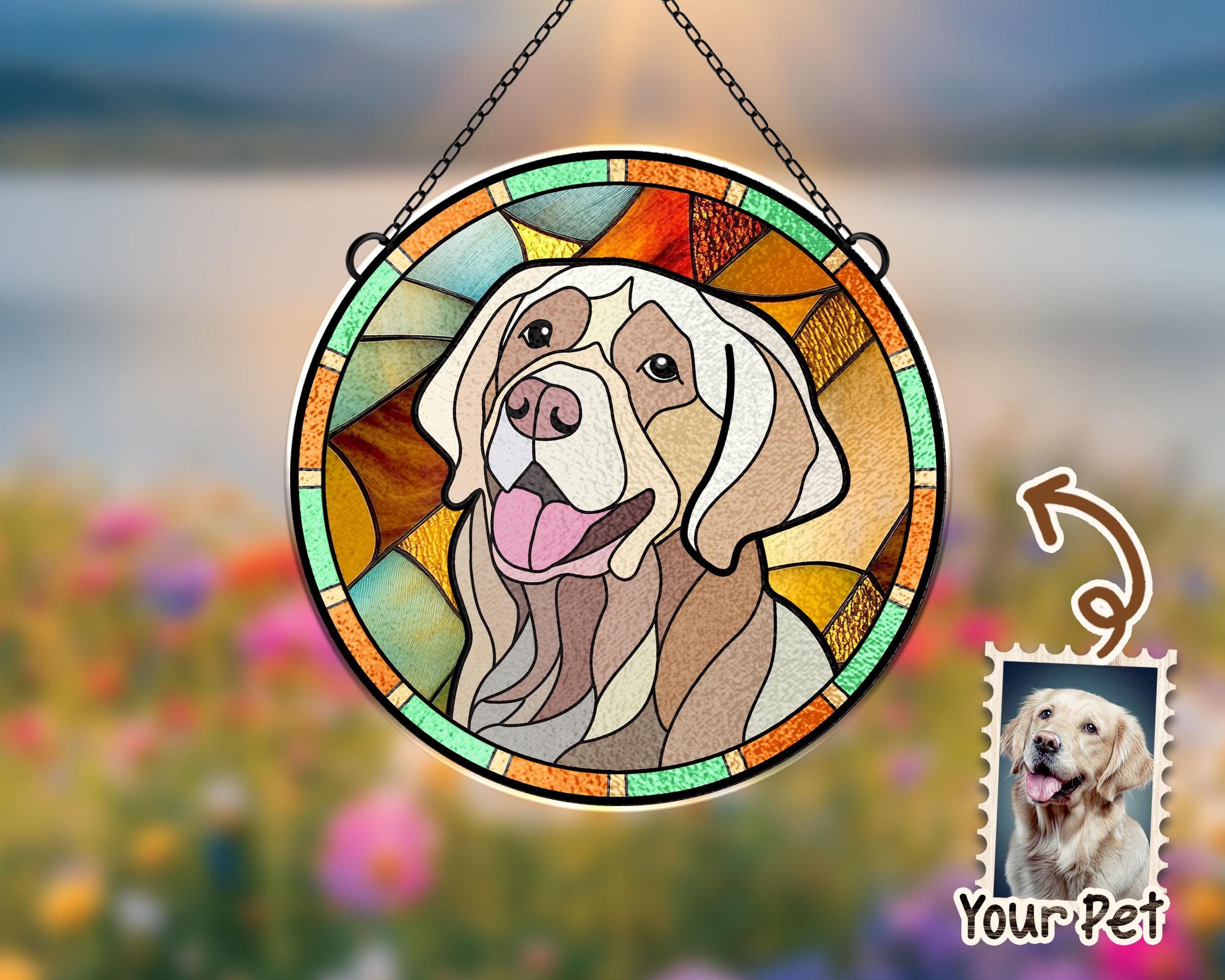 Personalized Pet Portrait Glass Suncatcher, Pet Memorial Gift, Dog Portrait From Photo Suncatcher, Loss Of Pet Gift, Pet Sympathy Gift