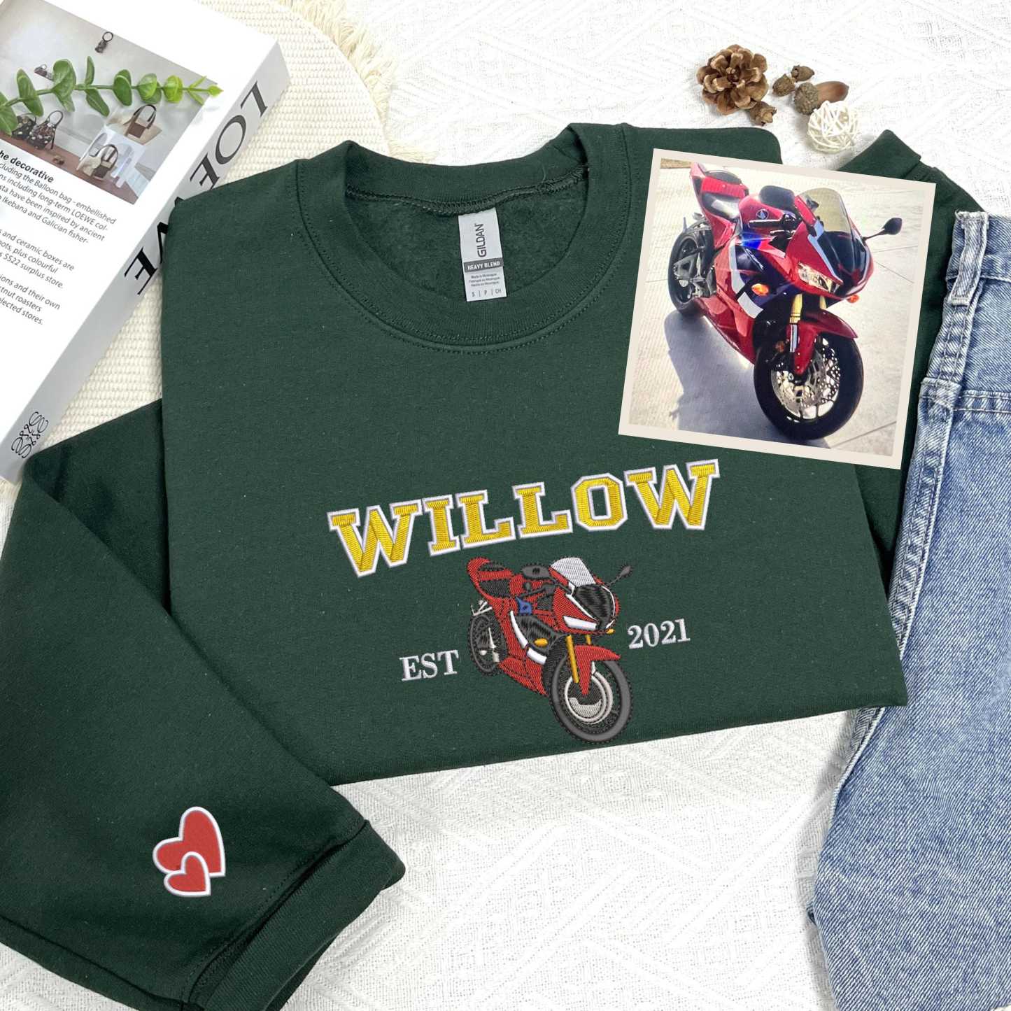 Custom Car Hoodie: Embroidered Classic Car Photos & Names, Perfect Anniversary Gift for Car Lovers.