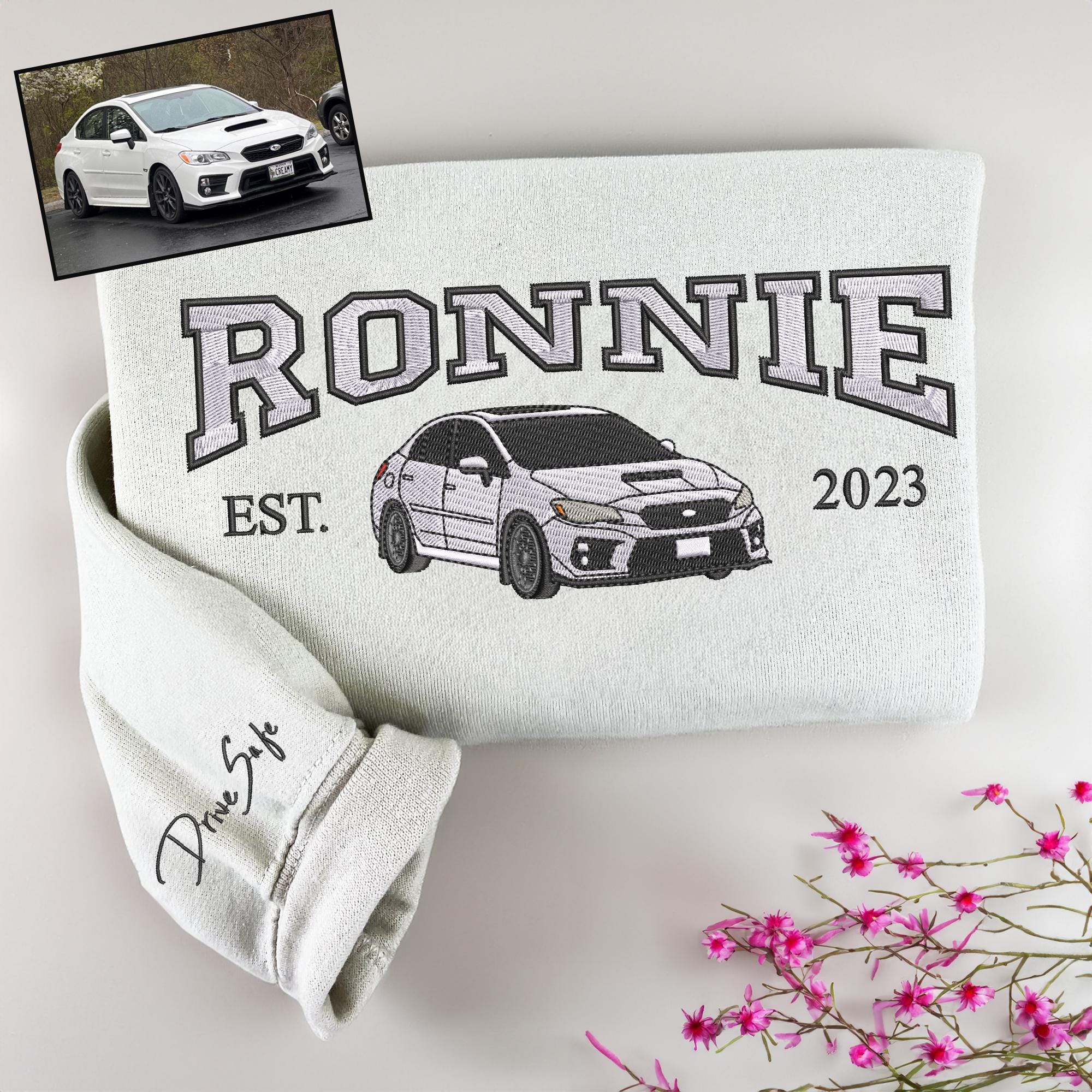 Embroidered Car Hoodie - Personalized Sweatshirt for Men, Perfect Gift for Car Lovers