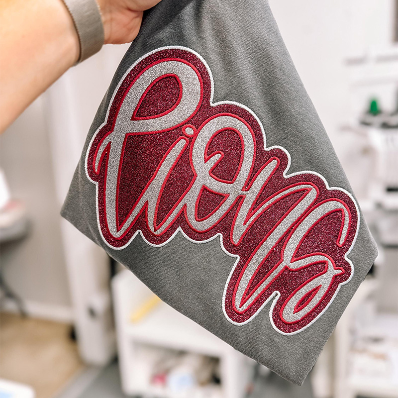 Double Stack Glitter Sweatshirts Embroidery Team Spirit Cheer Baseball Football Mama