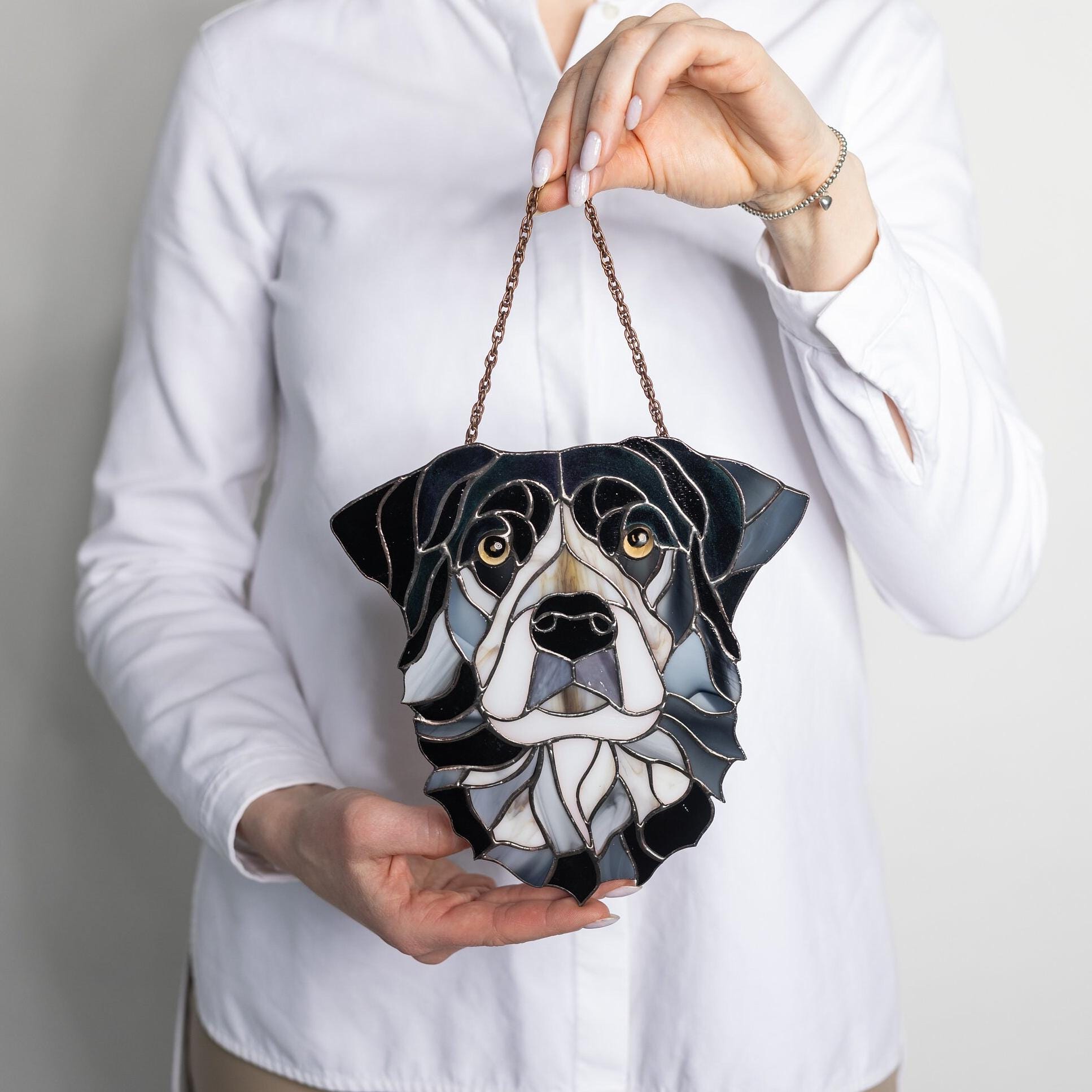 Custom Dog Portrait Stained Glass