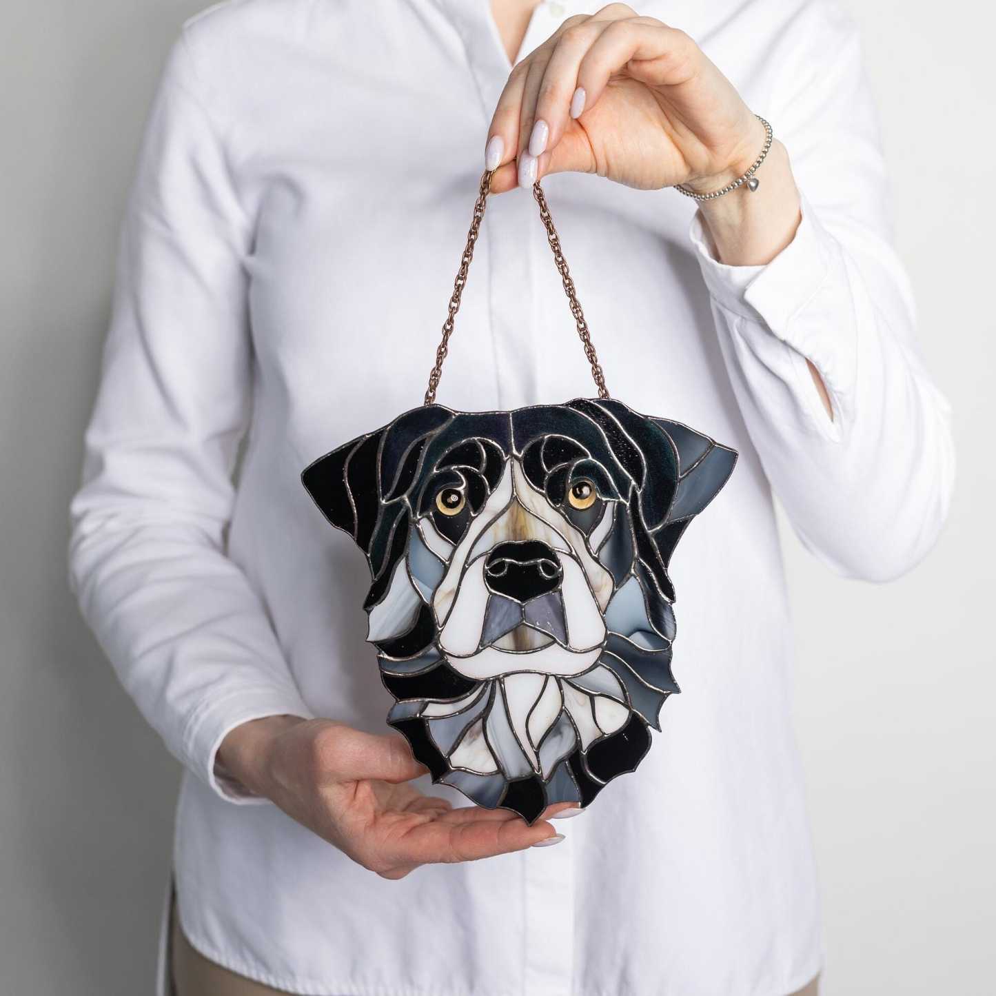 Custom Dog Portrait Stained Glass