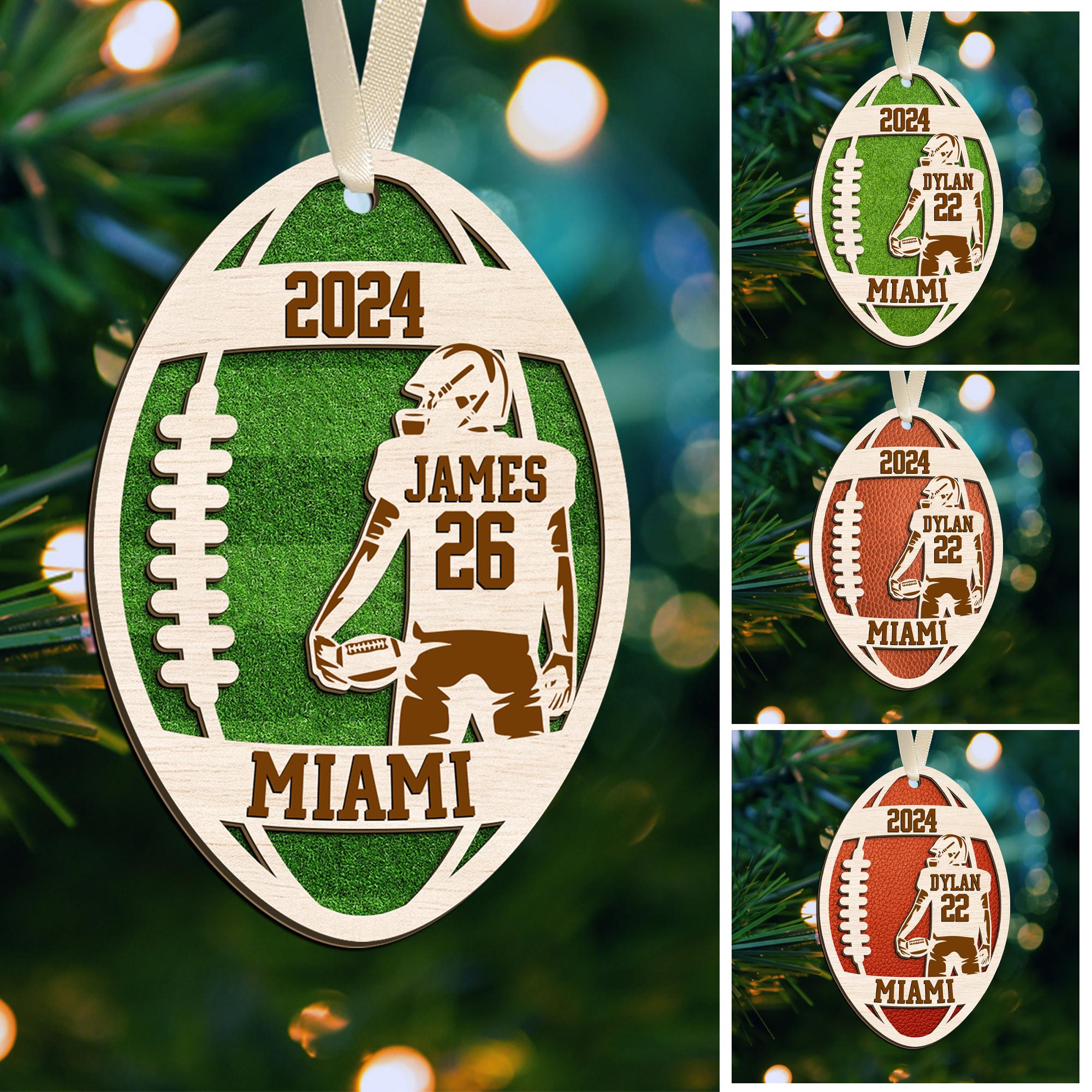 Custom Football Player Ornament, Personalized Football Player Keepsake, Football Fan Gift