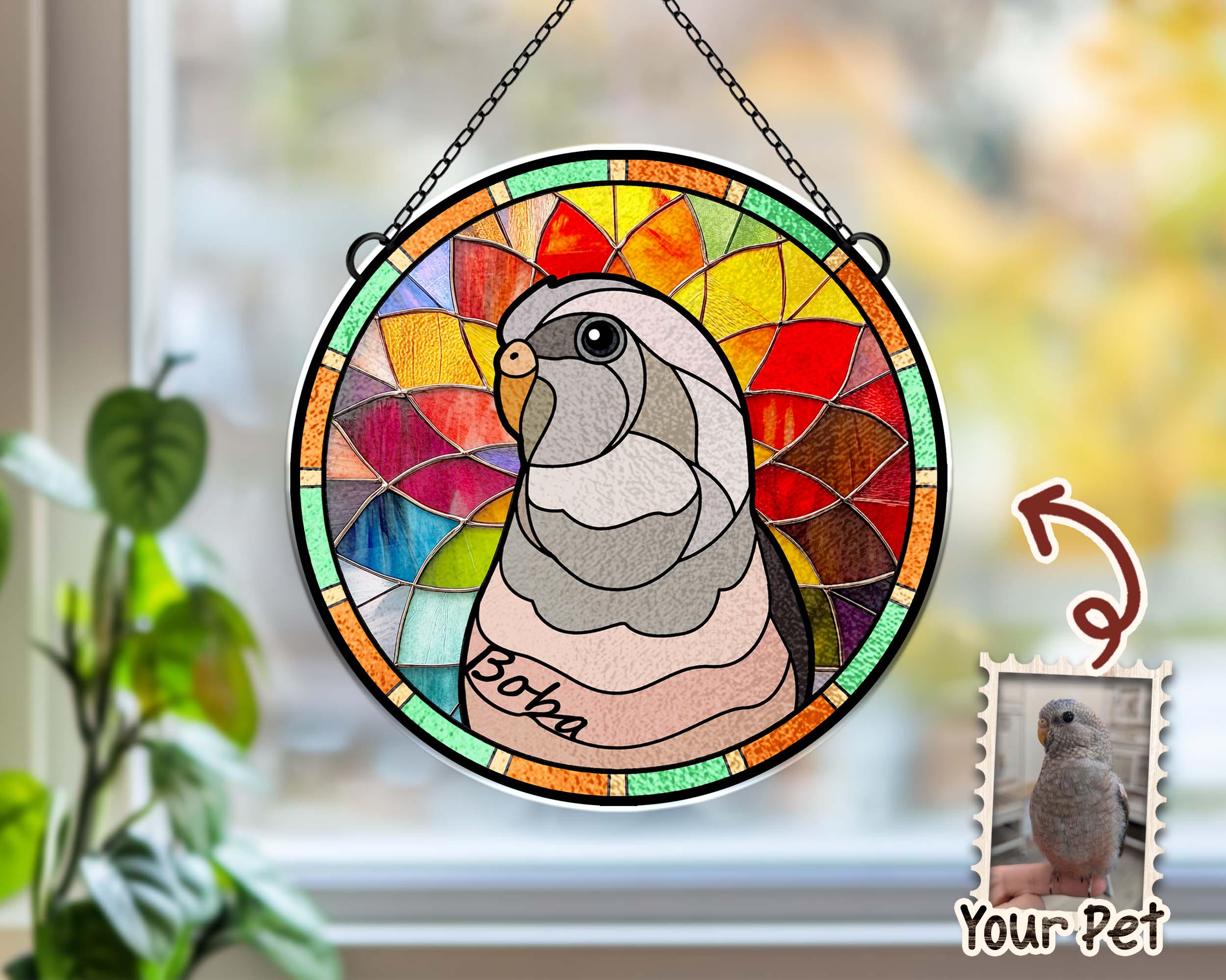 Personalized Pet Portrait Glass Suncatcher, Pet Memorial Gift, Dog Portrait From Photo Suncatcher, Loss Of Pet Gift, Pet Sympathy Gift
