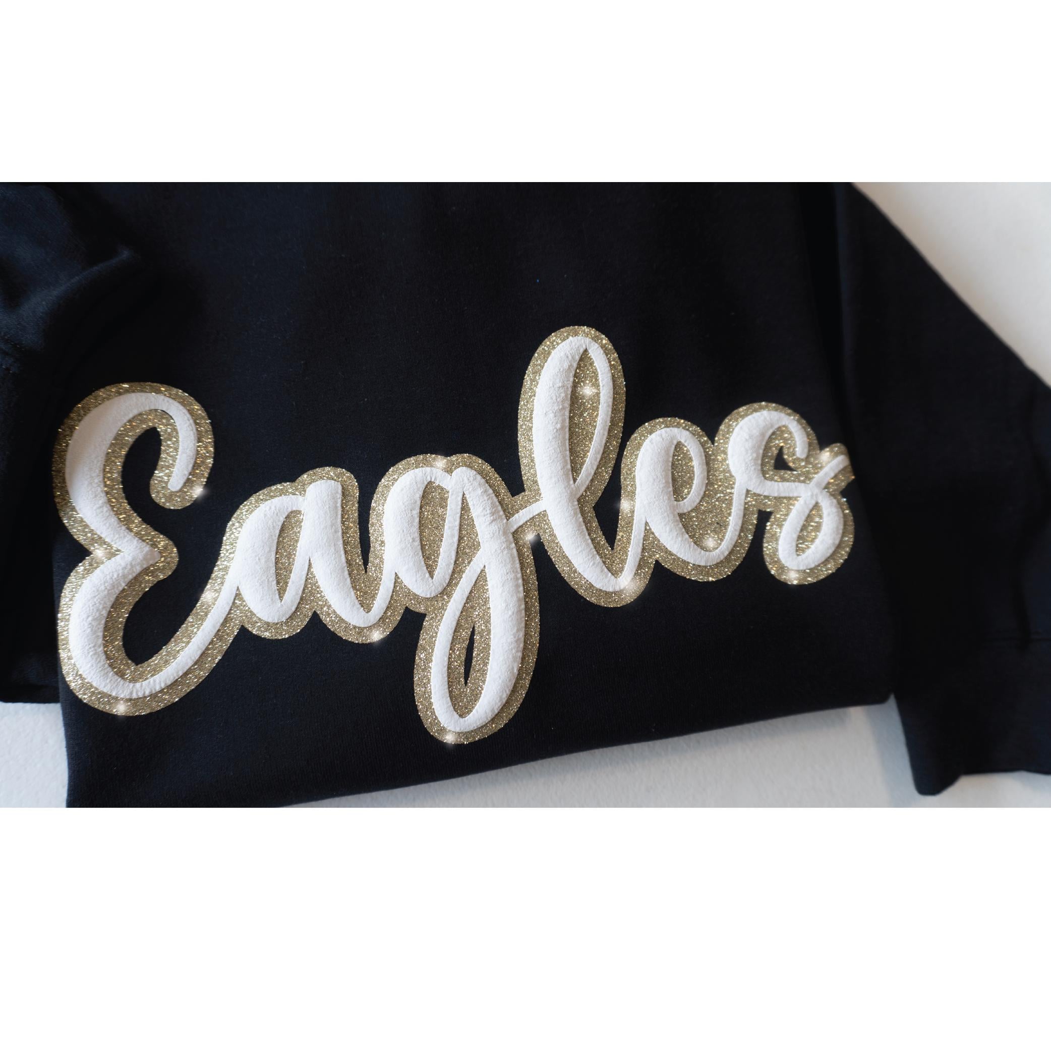 Custom Puff & Glitter Team Name Sweatshirt | Embossed School Mascot Spirit Shirt | Perfect for Football Moms