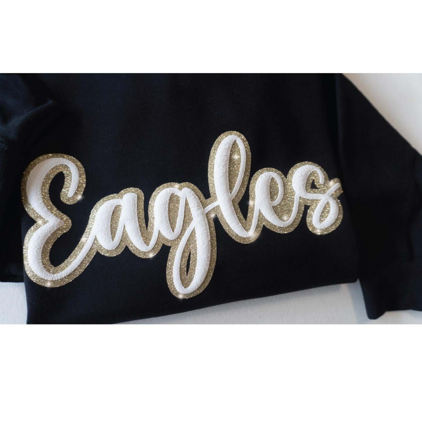 Custom Puff & Glitter Team Name Sweatshirt | Embossed School Mascot Spirit Shirt | Perfect for Football Moms