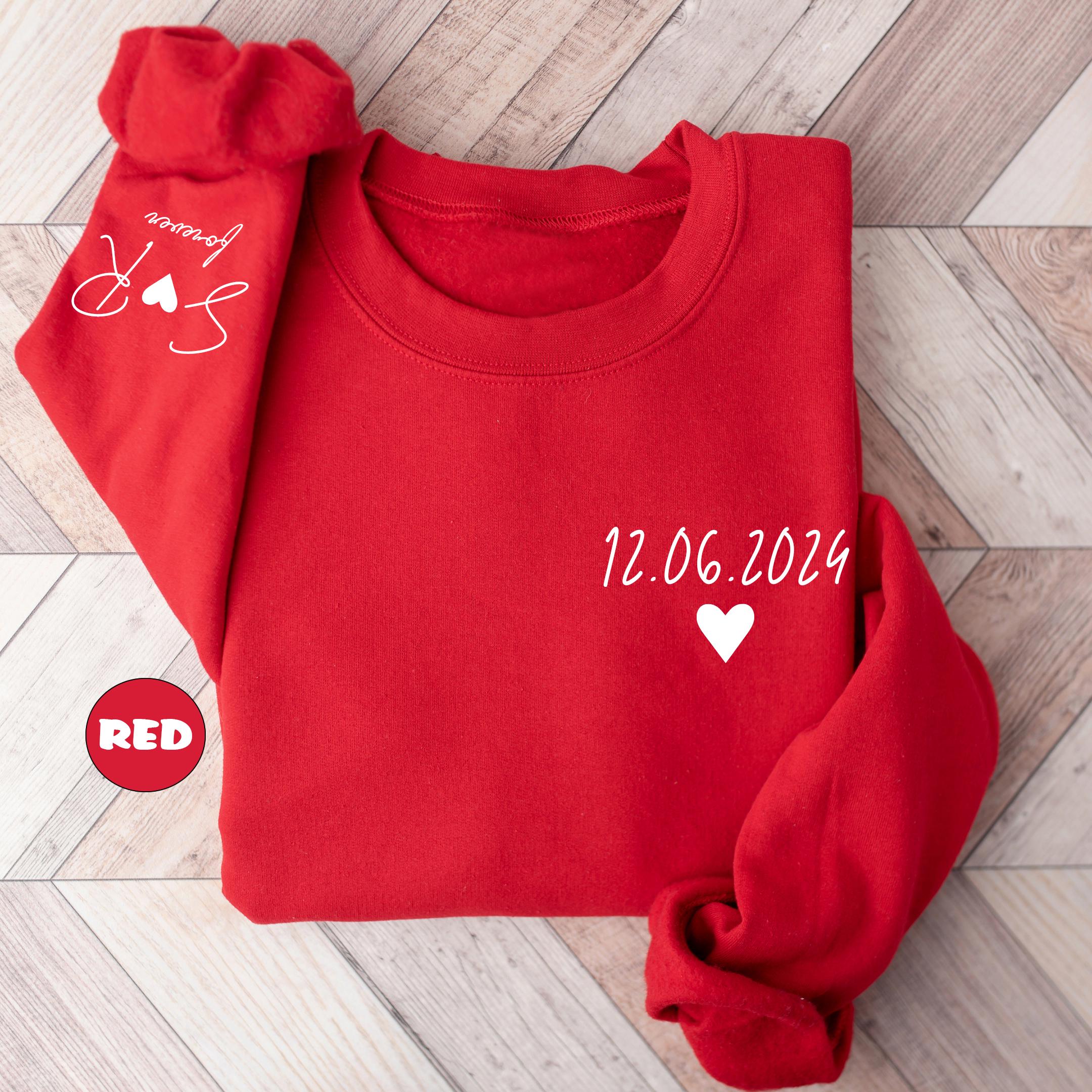 Personalized Date Sweatshirt With Initials On Sleeve
