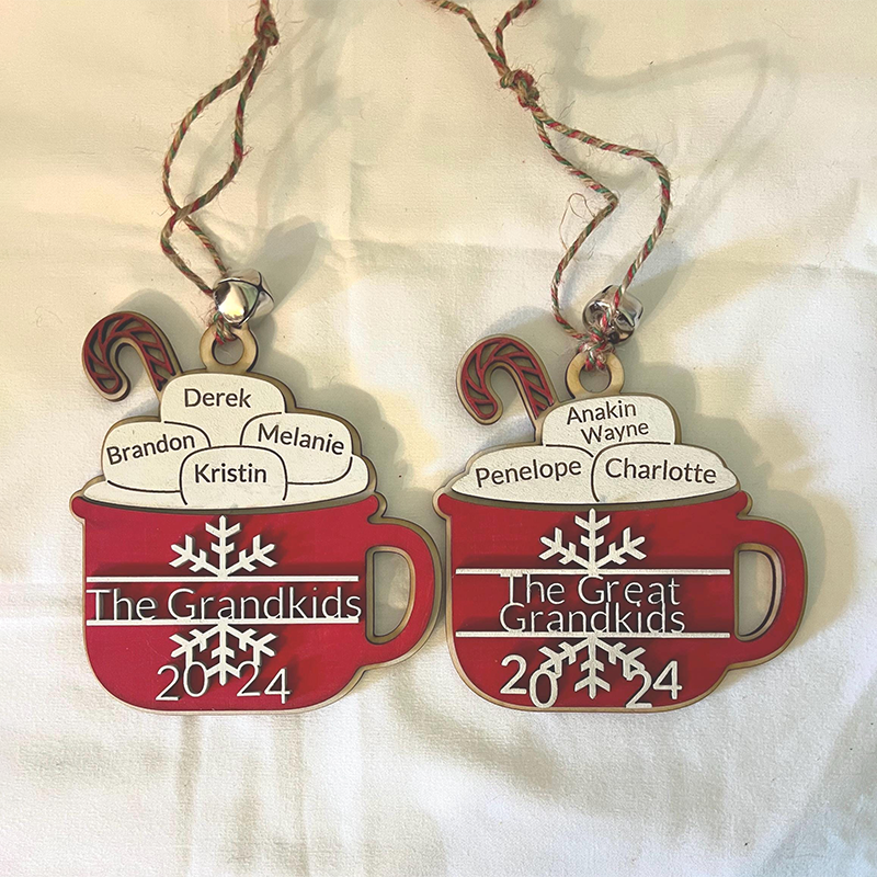 Personalized family Christmas ornaments, grandparent ornament with names, 2024 ornament with extended family member names