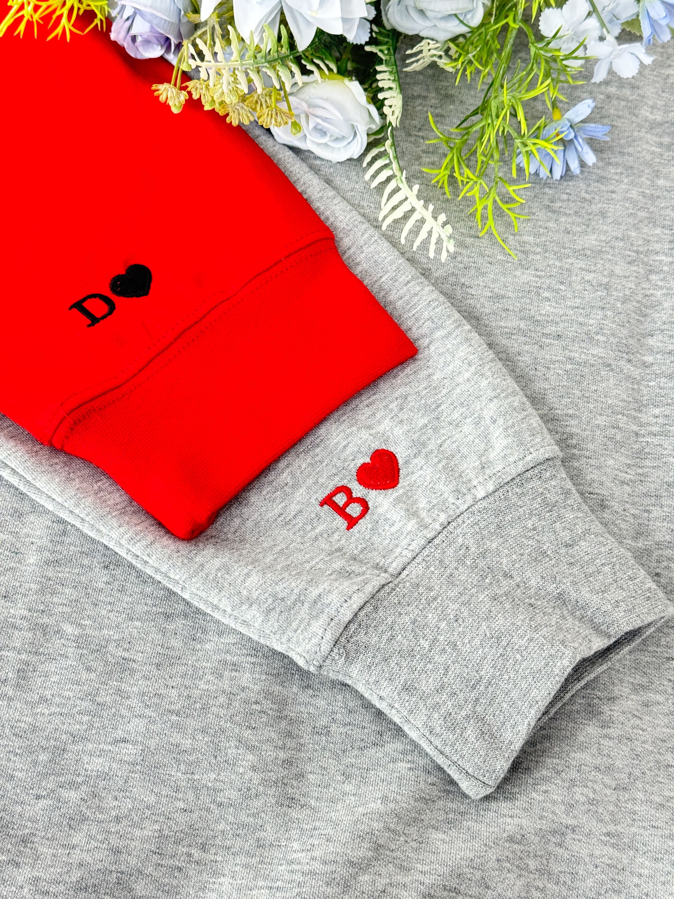 Custom Embroidered i love my girlfriend Couple Matching Initial Hoodie 