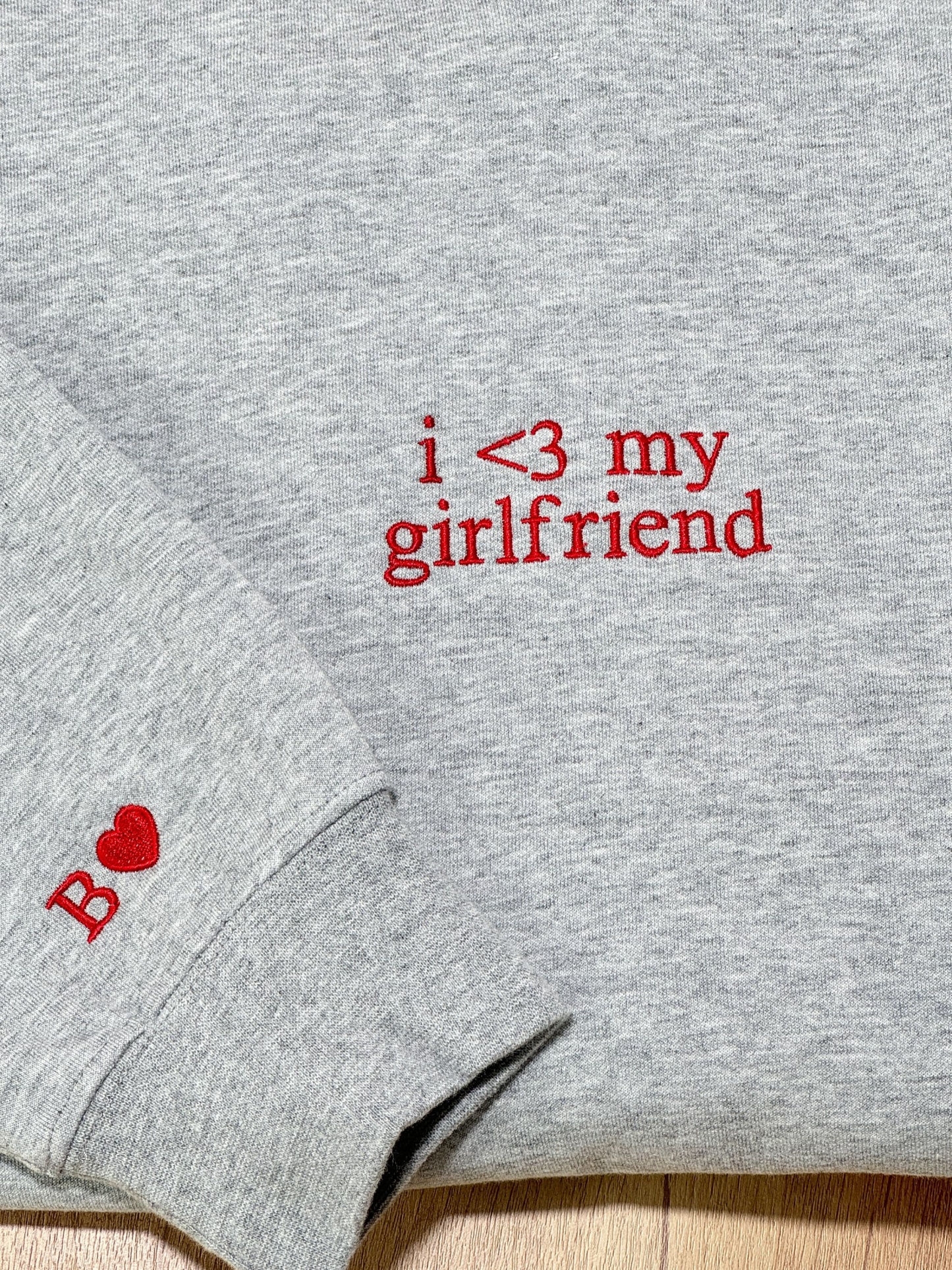 Custom Embroidered i love my girlfriend Couple Matching Initial Hoodie 
