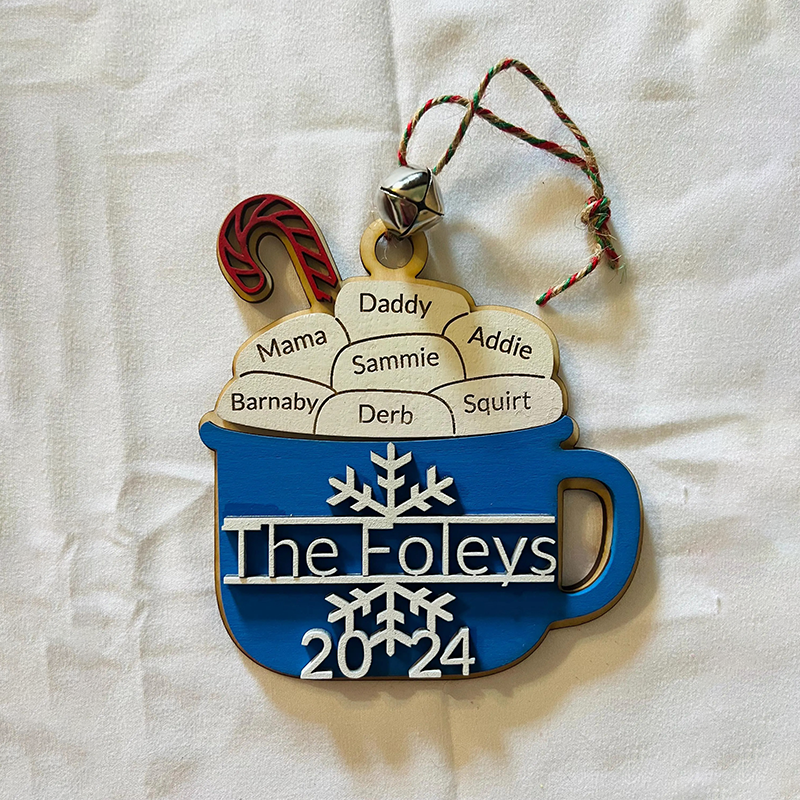 Personalized family Christmas ornaments, grandparent ornament with names, 2024 ornament with extended family member names