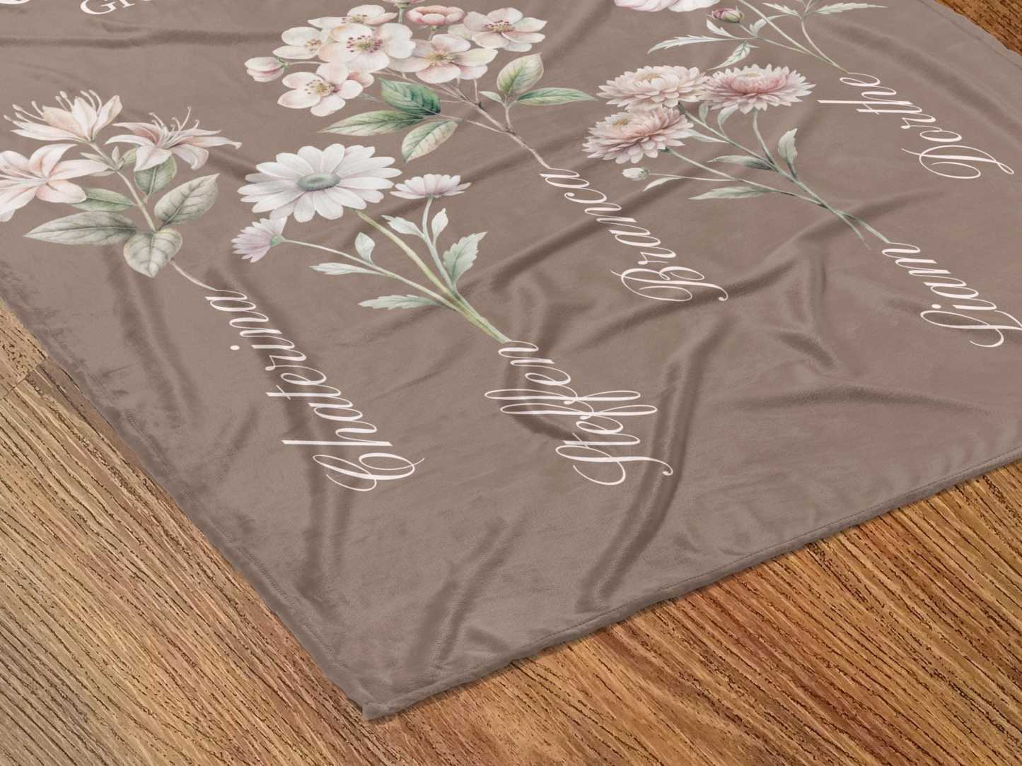 Personalized Birth Month Flower Blanket Custom Grandmas Garden Blanket 