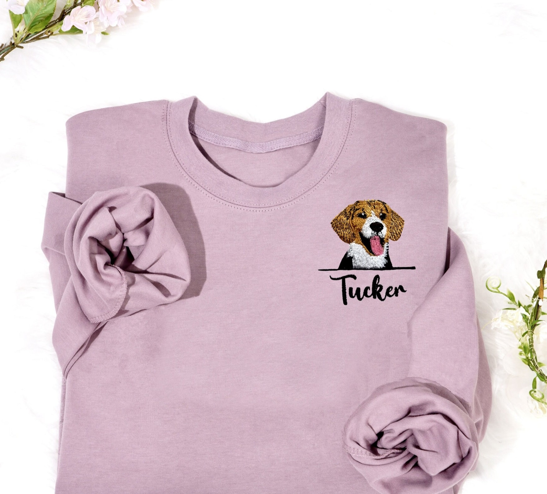 Custom Embroidered Dog face&name Sweatshirt,Custom Embroidered Pet Lover Sweater