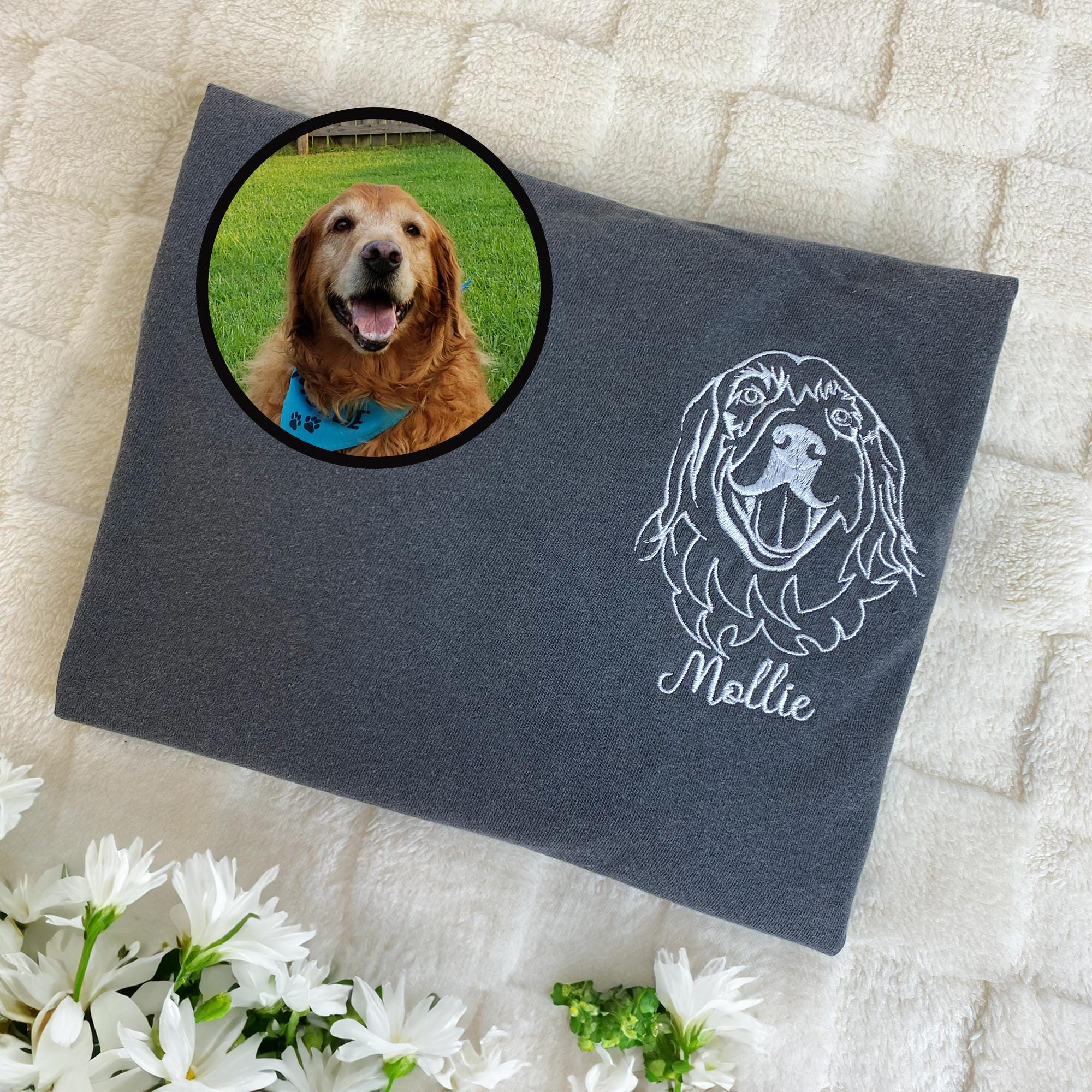 Embroidered Pet Face&Name Sweatshirts - Custom Embroidered Pet Sweatshirts 