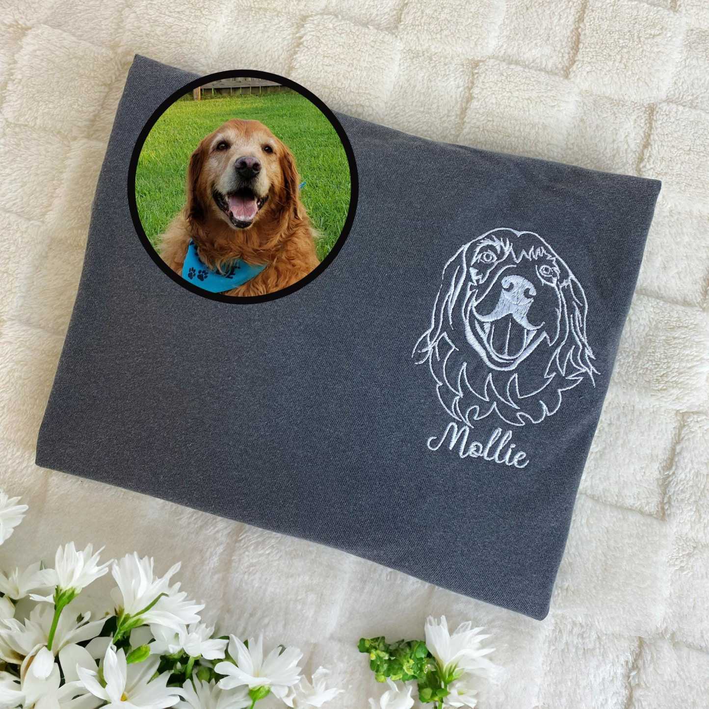 Embroidered Pet Face&Name Sweatshirts - Custom Embroidered Pet Sweatshirts 