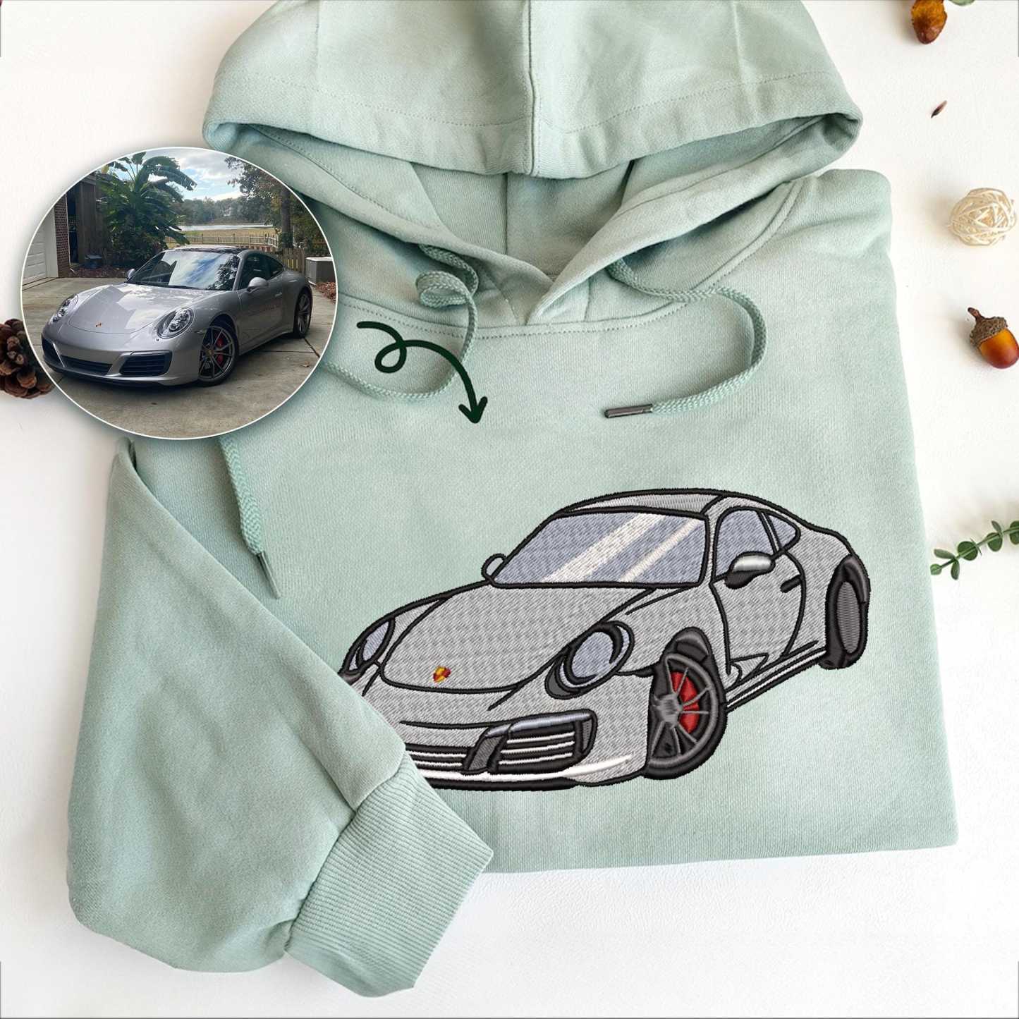 Custom Car Hoodie with Embroidery - Perfect Gift for Car Lovers