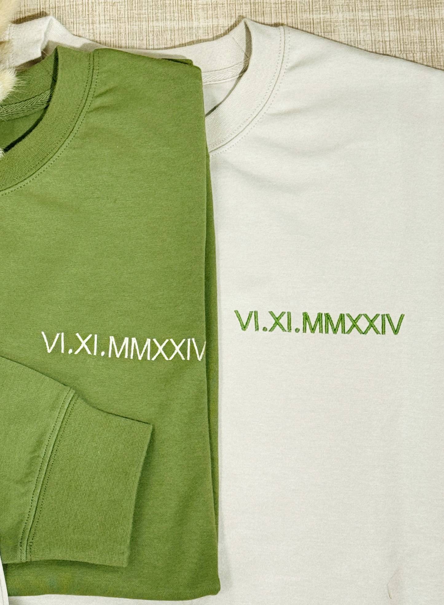 Embroidered Roman Numerals Sweatshirt | Anniversary Date Couple Hoodie