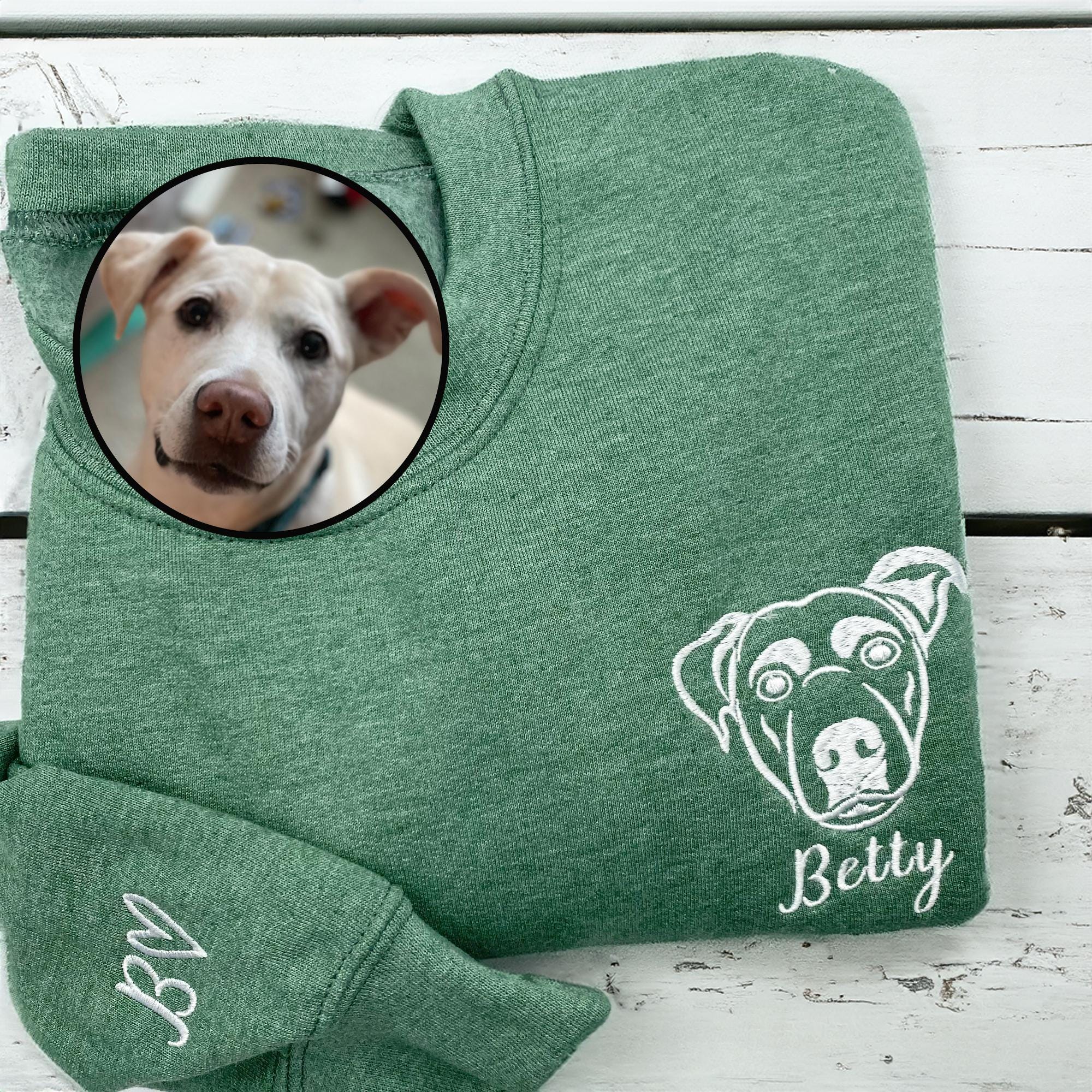 Embroidered Pet Face&Name Sweatshirts - Custom Embroidered Pet Sweatshirts 