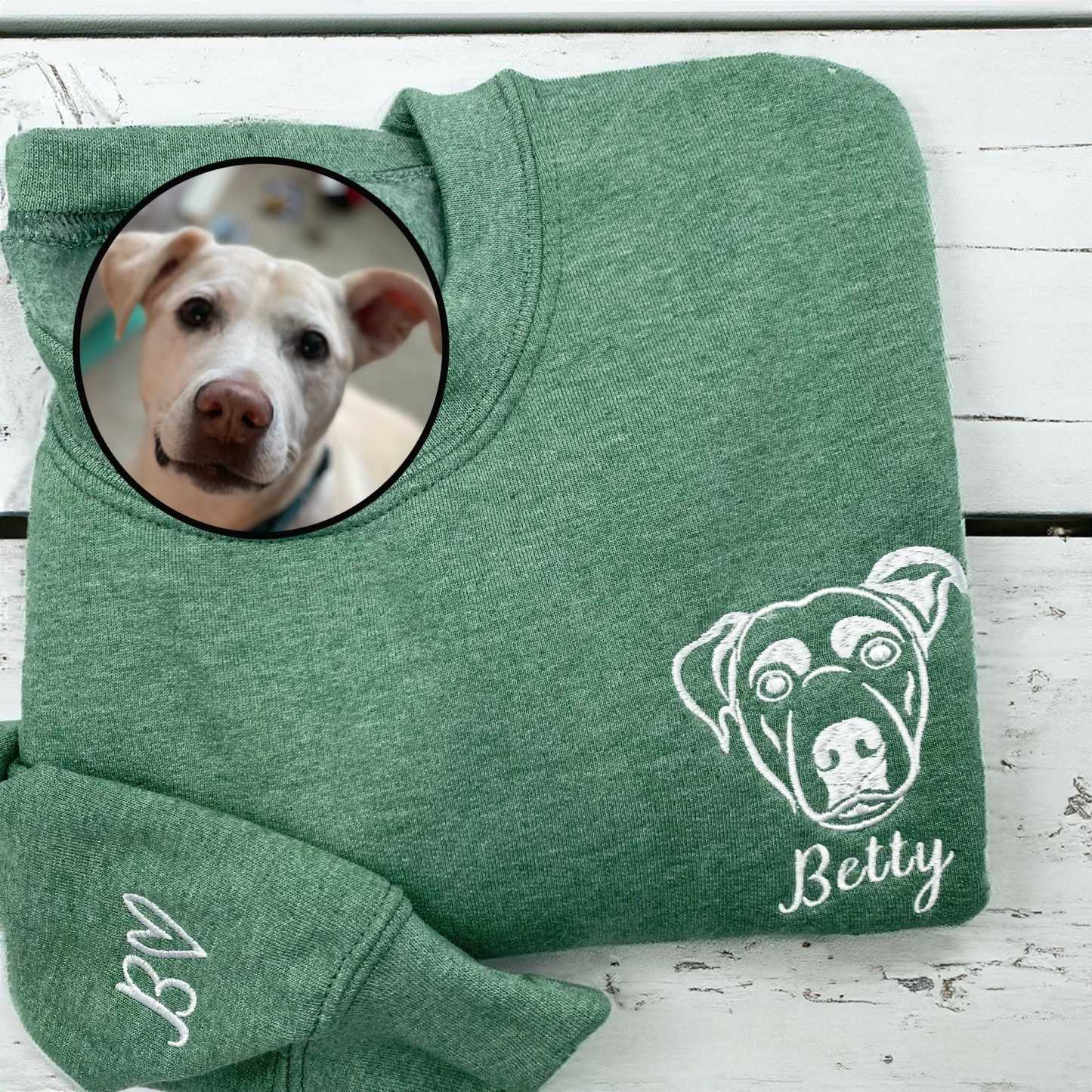 Embroidered Pet Face&Name Sweatshirts - Custom Embroidered Pet Sweatshirts 