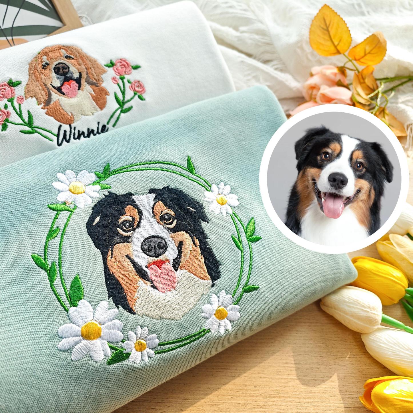 Custom Pet Embroidered Sweatshirt,Custom Dog Embroidered Hoodie