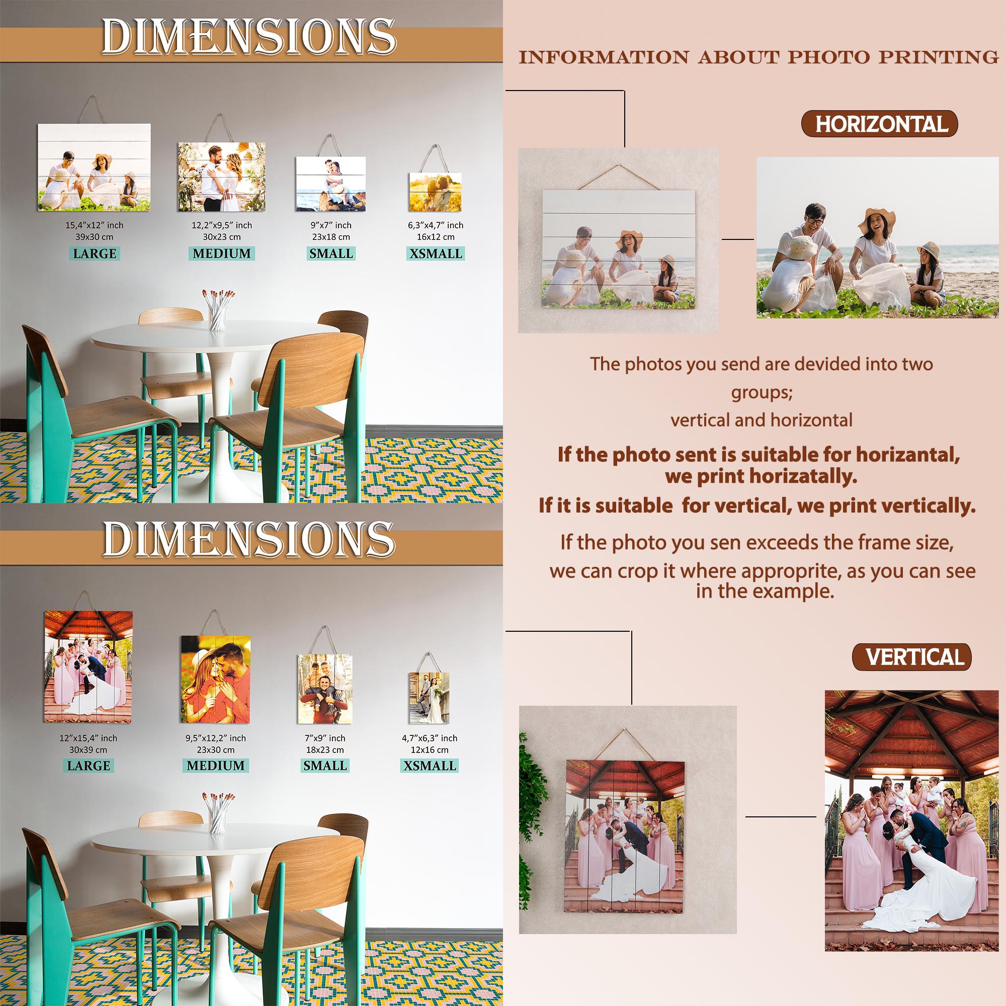 Personalized Wooden Photo Print, Custom Wedding Decor Gift